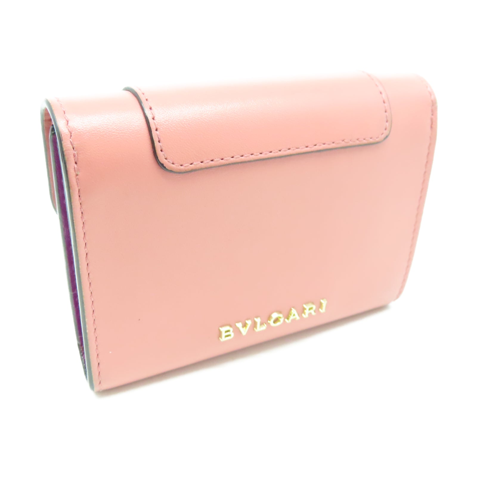 BVLGARI 【清倉大減價】牛皮皮革Wallet金扣錢包粉紅色