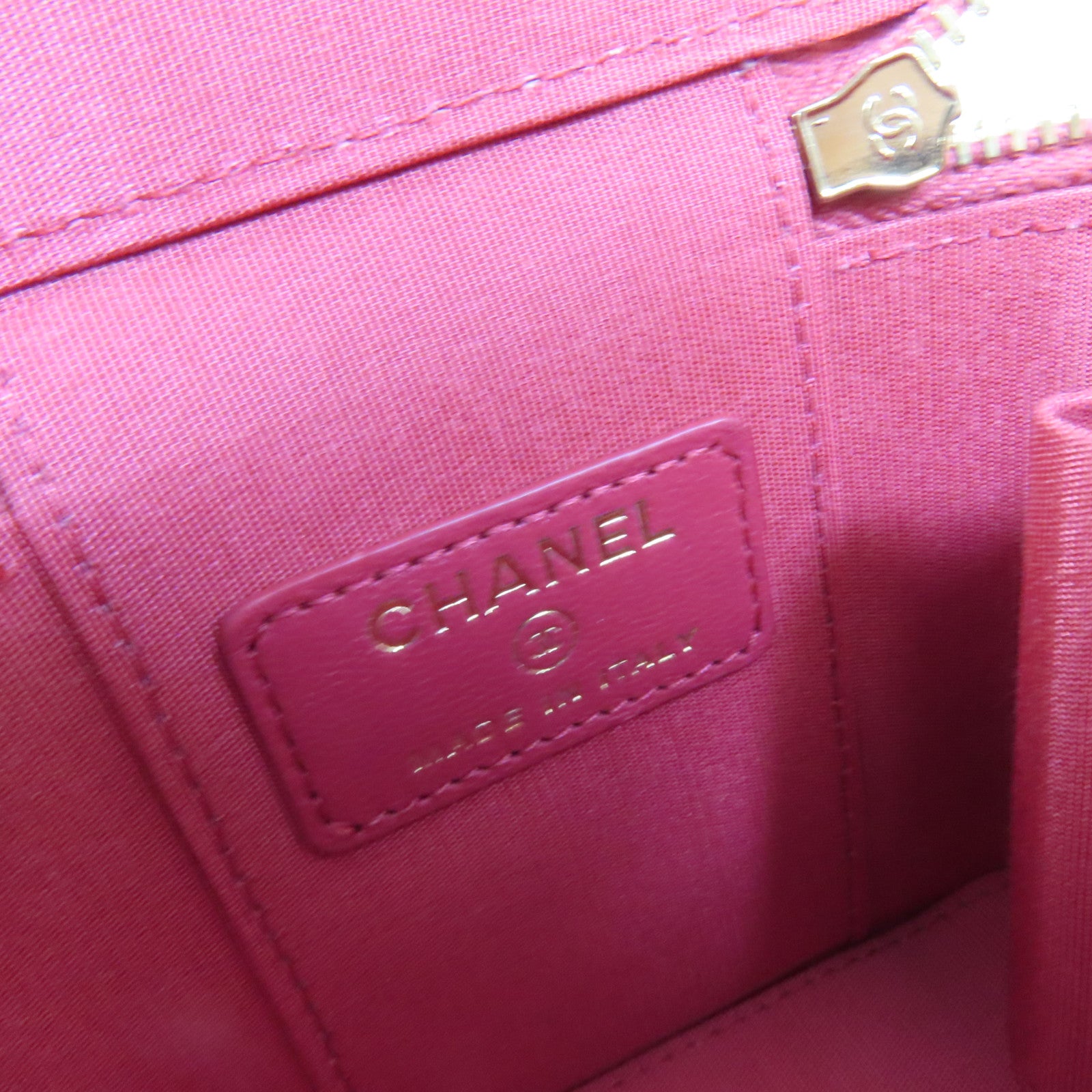 CHANEL 羊皮皮革Mini Top Handle Vanity Case金扣鏈帶肩背袋