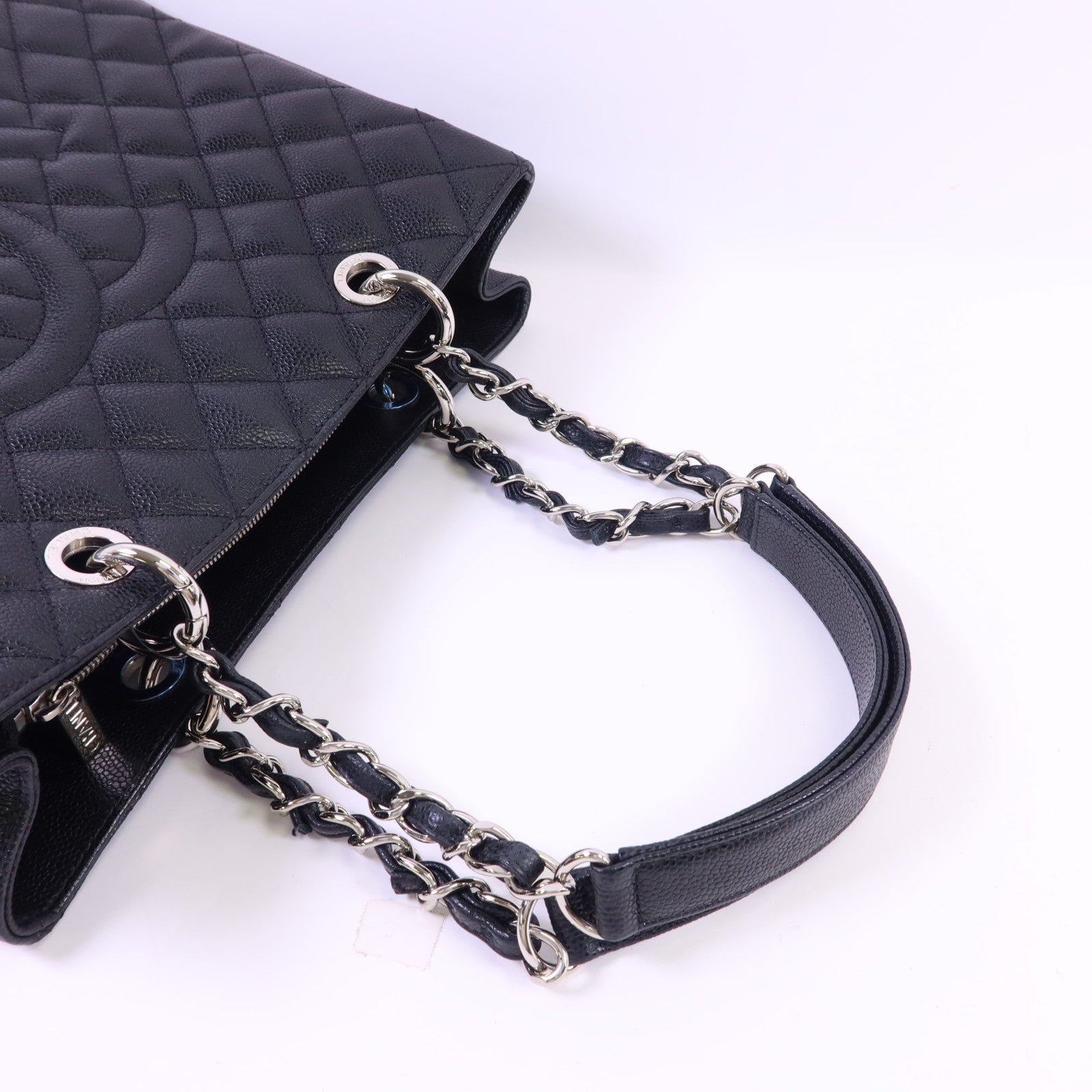 CHANEL 牛皮皮革GST Grand Shopping Tote Bag銀扣鏈帶肩背袋