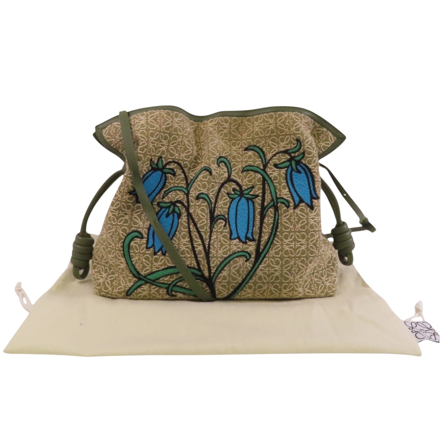 LOEWE 帆布/牛皮皮革Flamenco Medium肩背袋