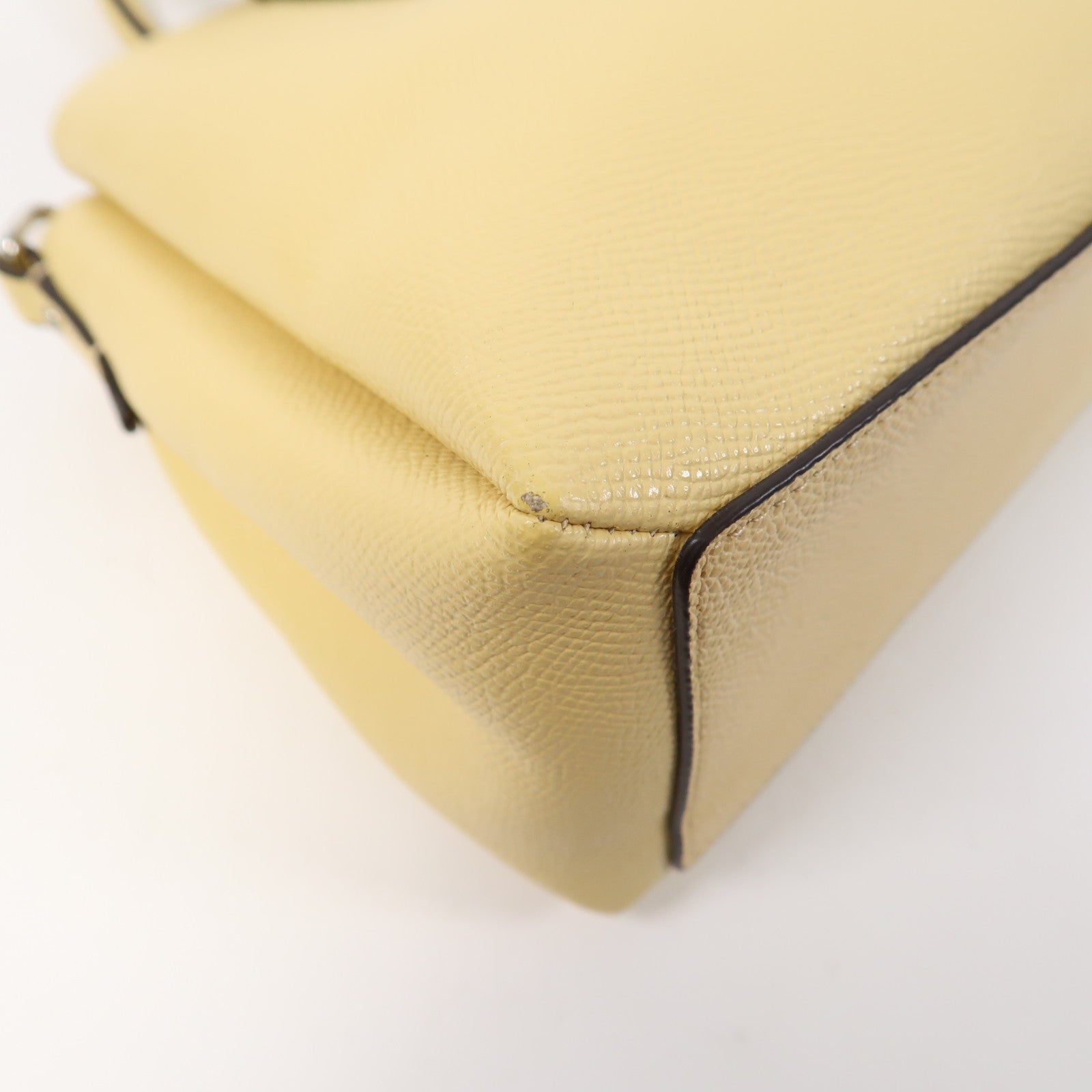 COACH 牛皮皮革Shoulder Bag銀扣手挽肩背兩用袋黃色