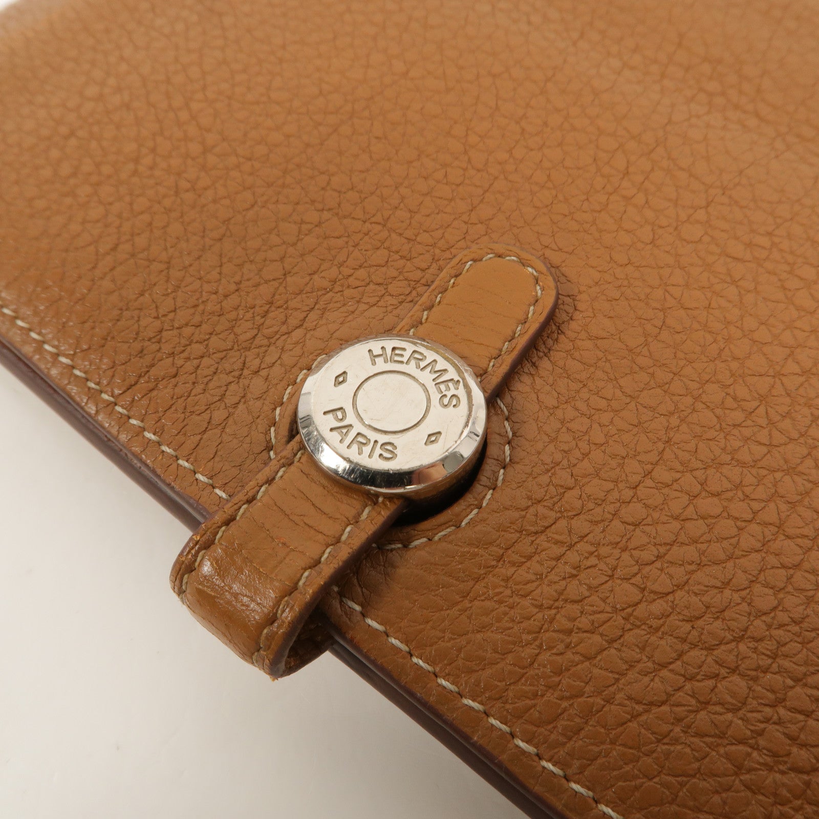 HERMES Clemence皮革Dogon GM長錢包Gold