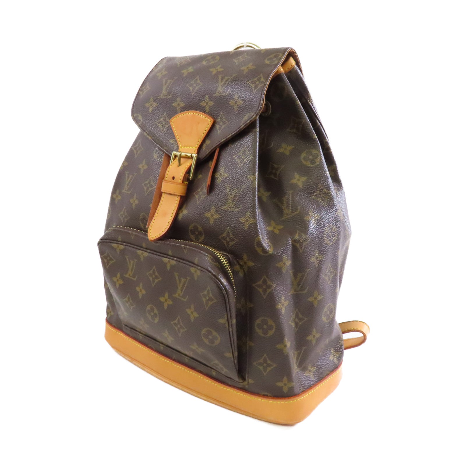 LOUIS VUITTON Monogram Montsouris GM金扣背包棕色