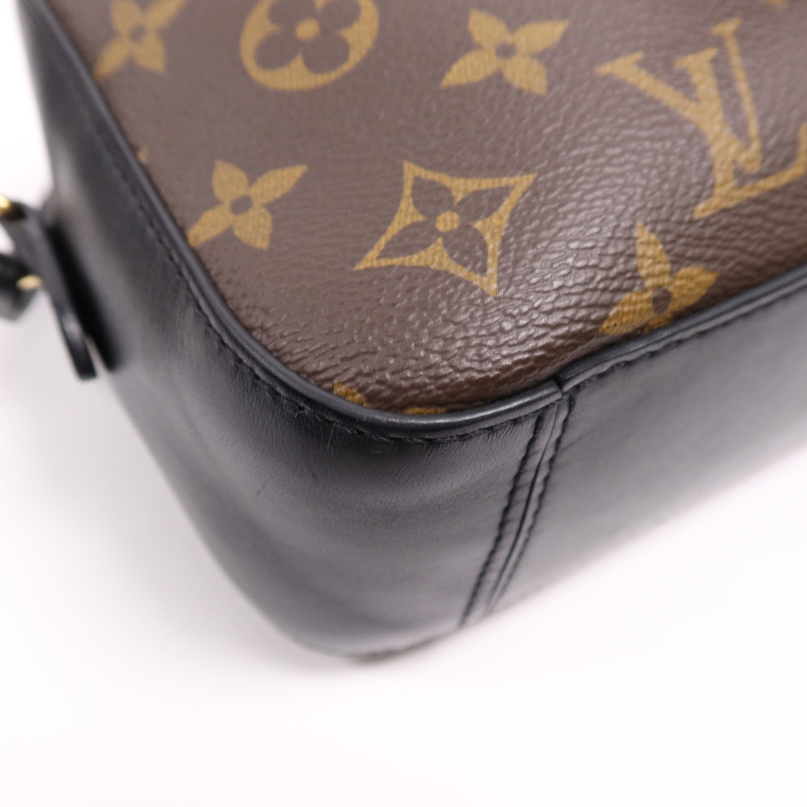 LOUIS VUITTON Monogram Saintonge金扣手挽袋棕色