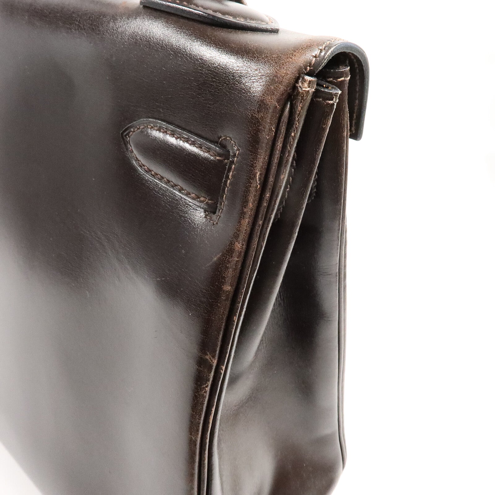 HERMES Box Calf皮革Kelly 32手挽肩背兩用袋Brown