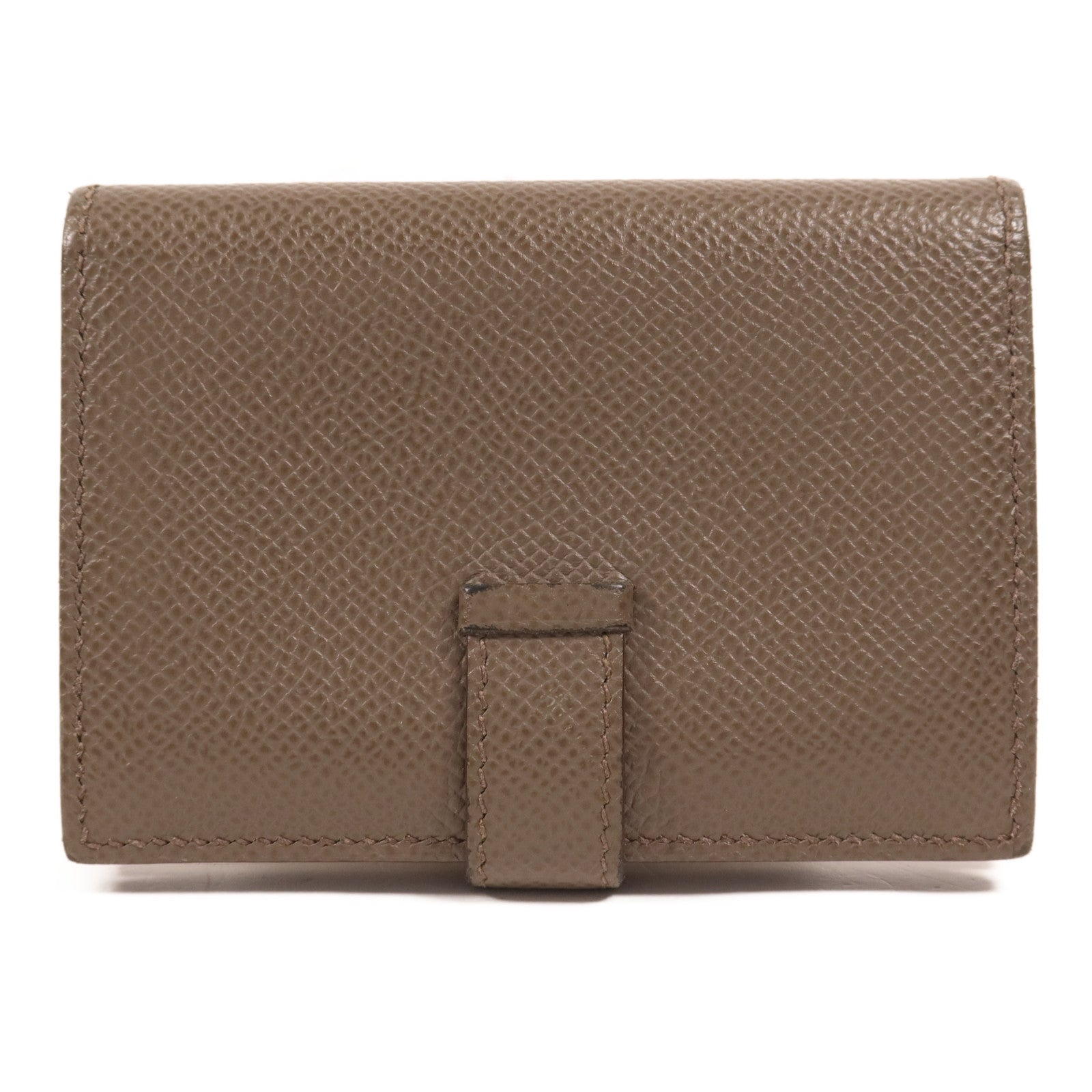 HERMES Epsom皮革Bearn Card Case金扣卡片套Etain