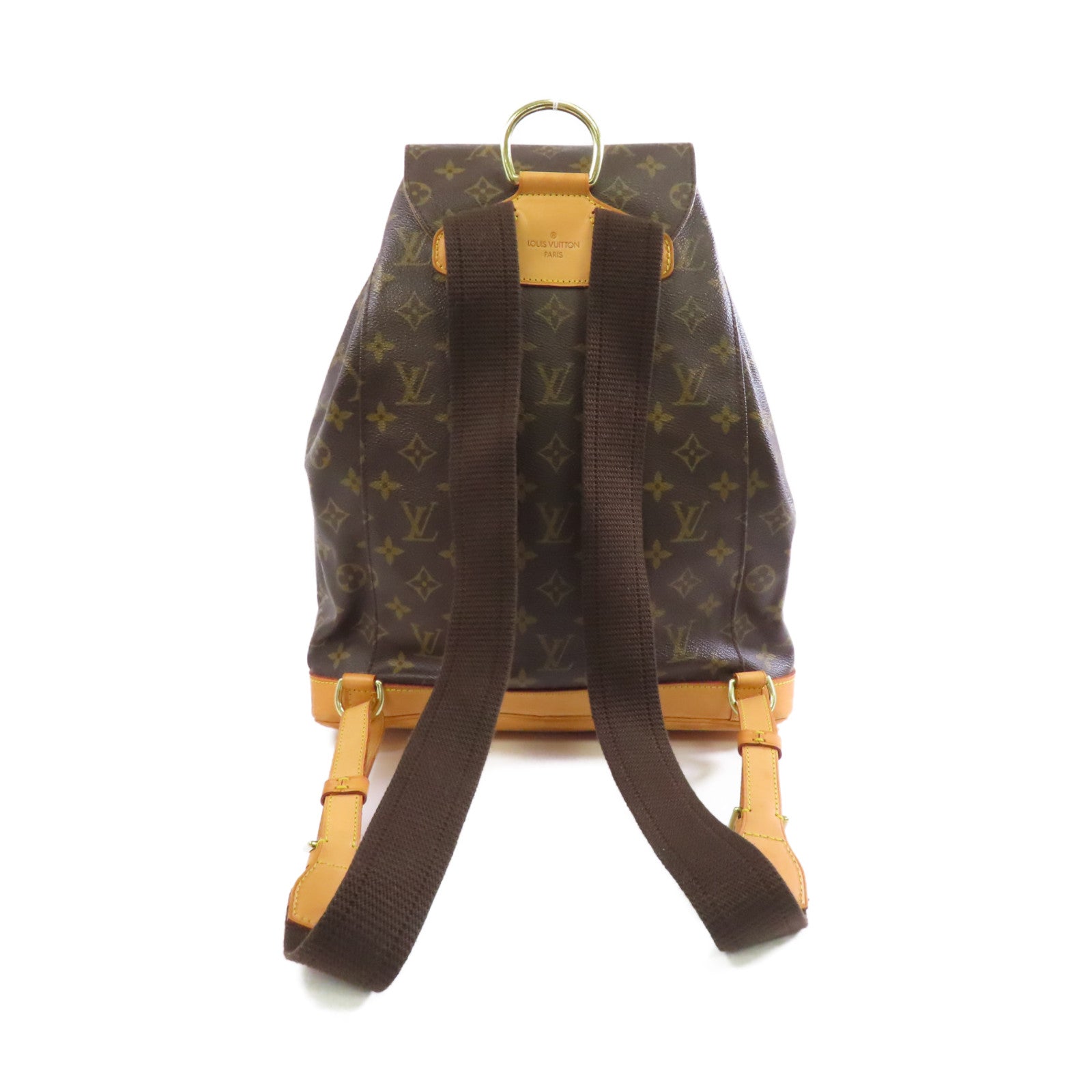 LOUIS VUITTON Monogram Montsouris GM金扣背包棕色