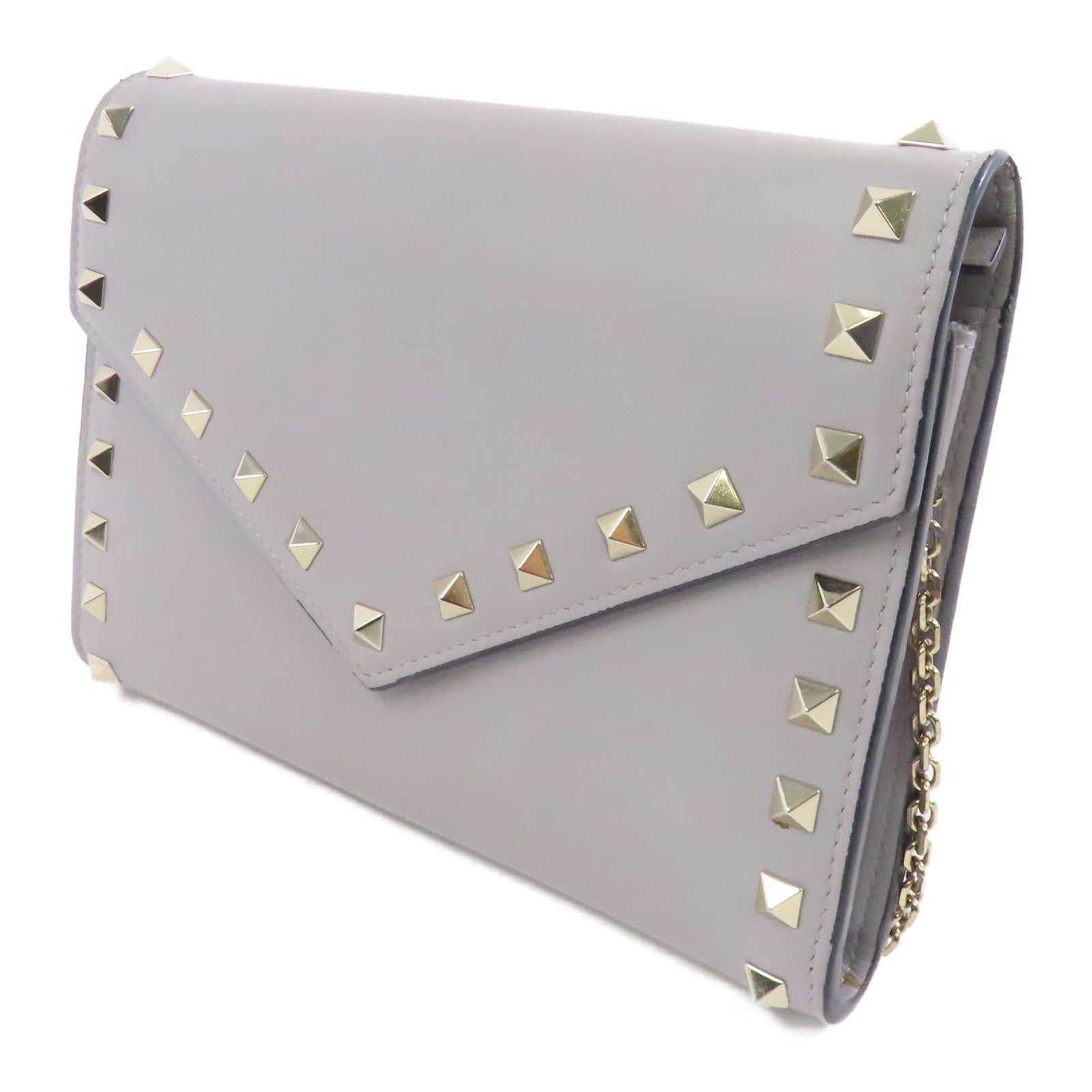 Valentino 【激減優惠】牛皮皮革Chain Shoulder Bag金扣鏈帶肩背袋灰色