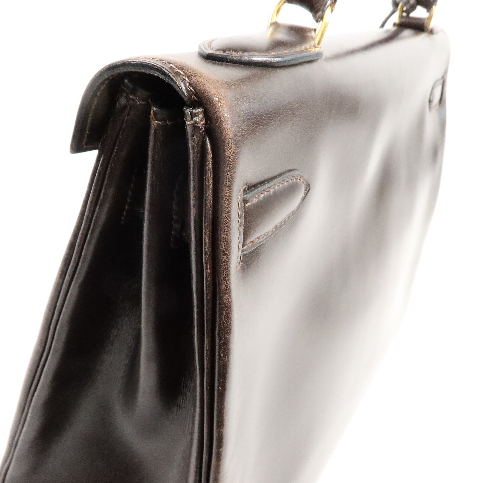 HERMES Box Calf皮革Kelly 32手挽肩背兩用袋Brown