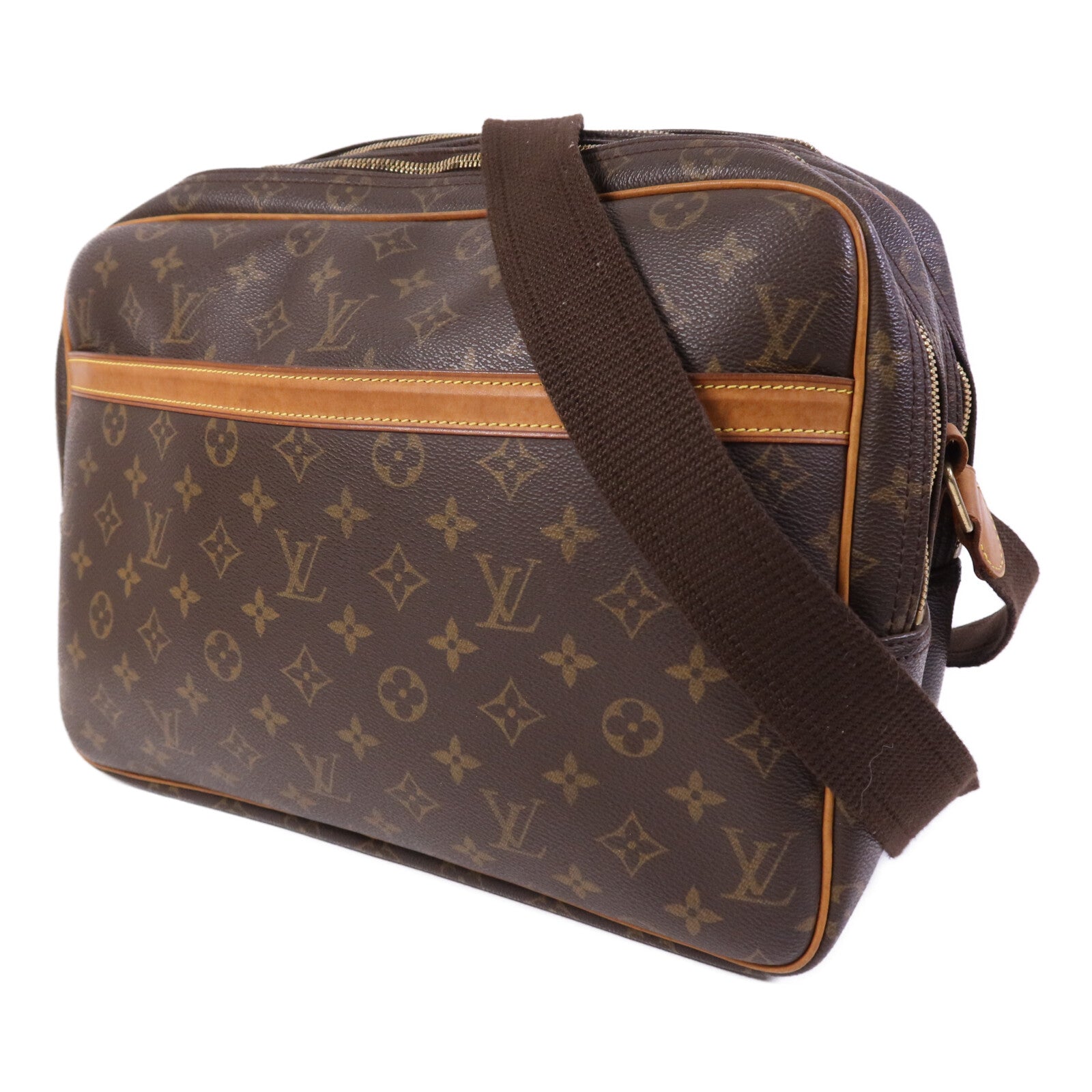 LOUIS VUITTON Monogram Reporter GM金扣肩背袋
