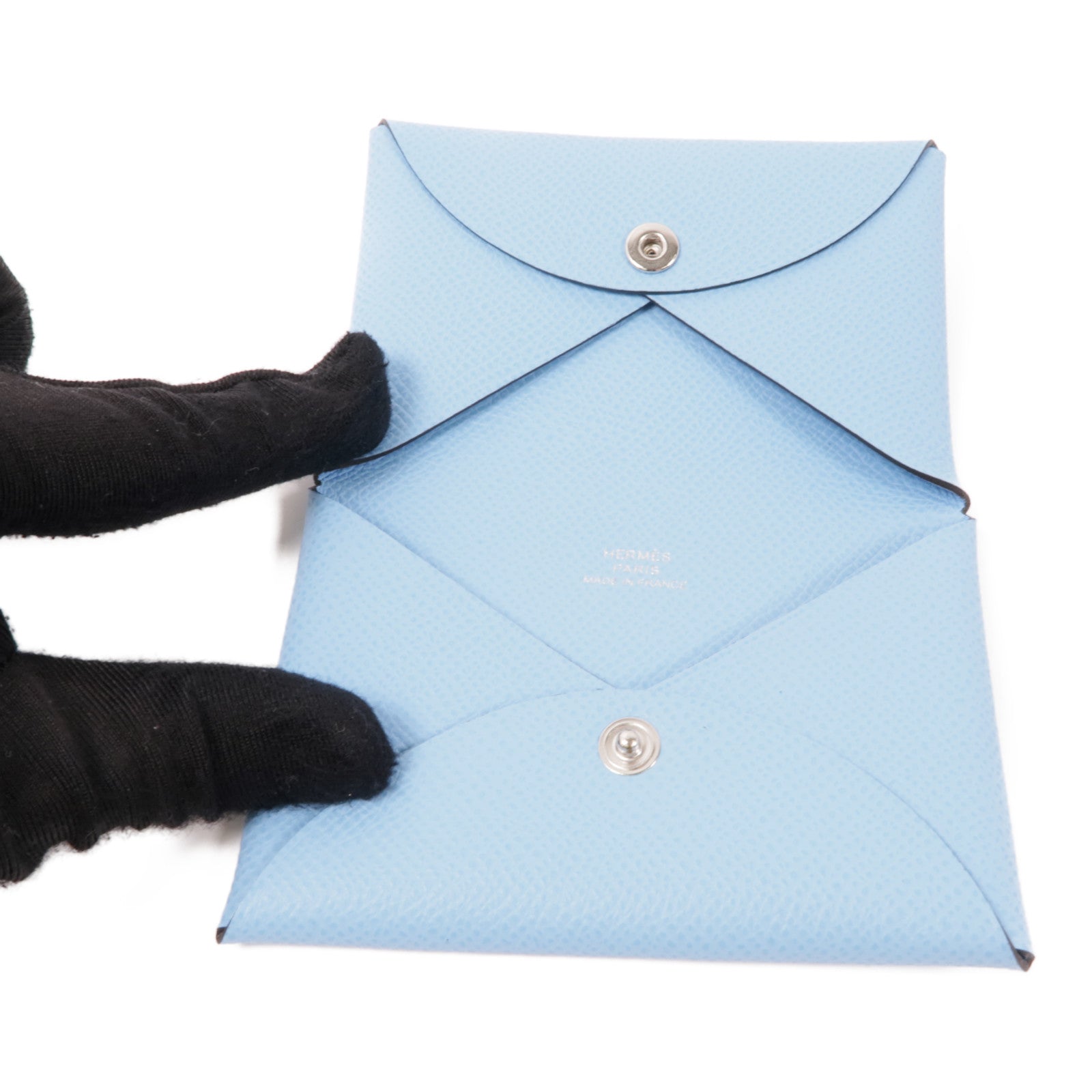 HERMES Epsom皮革Calvi Card Case卡片套7N Celeste