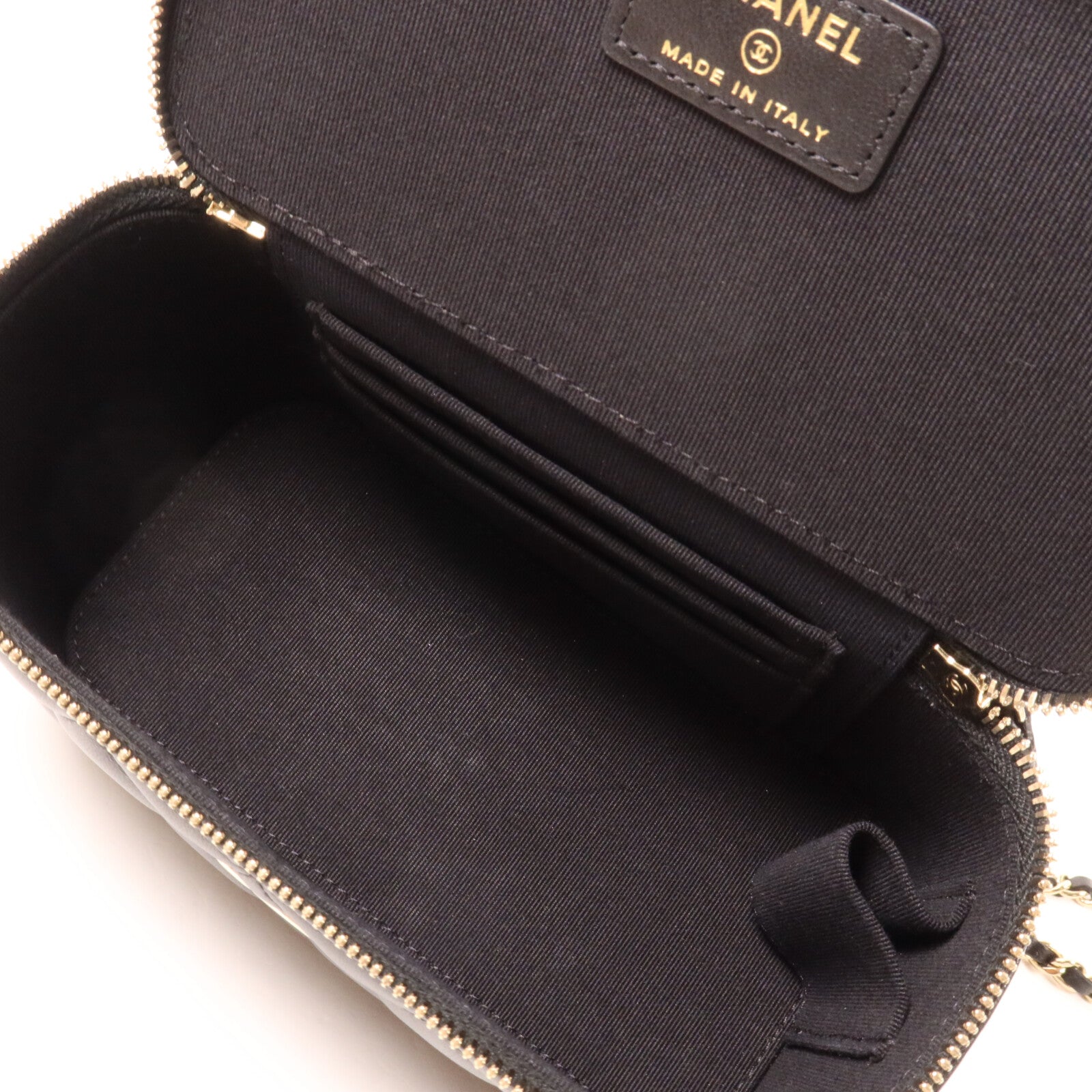 CHANEL 羊皮皮革Vanity Case鏈帶手挽肩背兩用袋