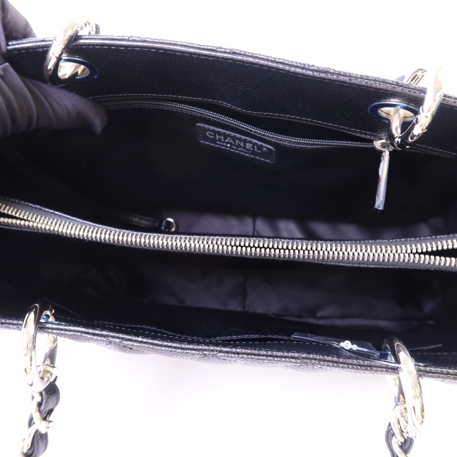 CHANEL 牛皮皮革GST Grand Shopping Tote Bag銀扣鏈帶肩背袋
