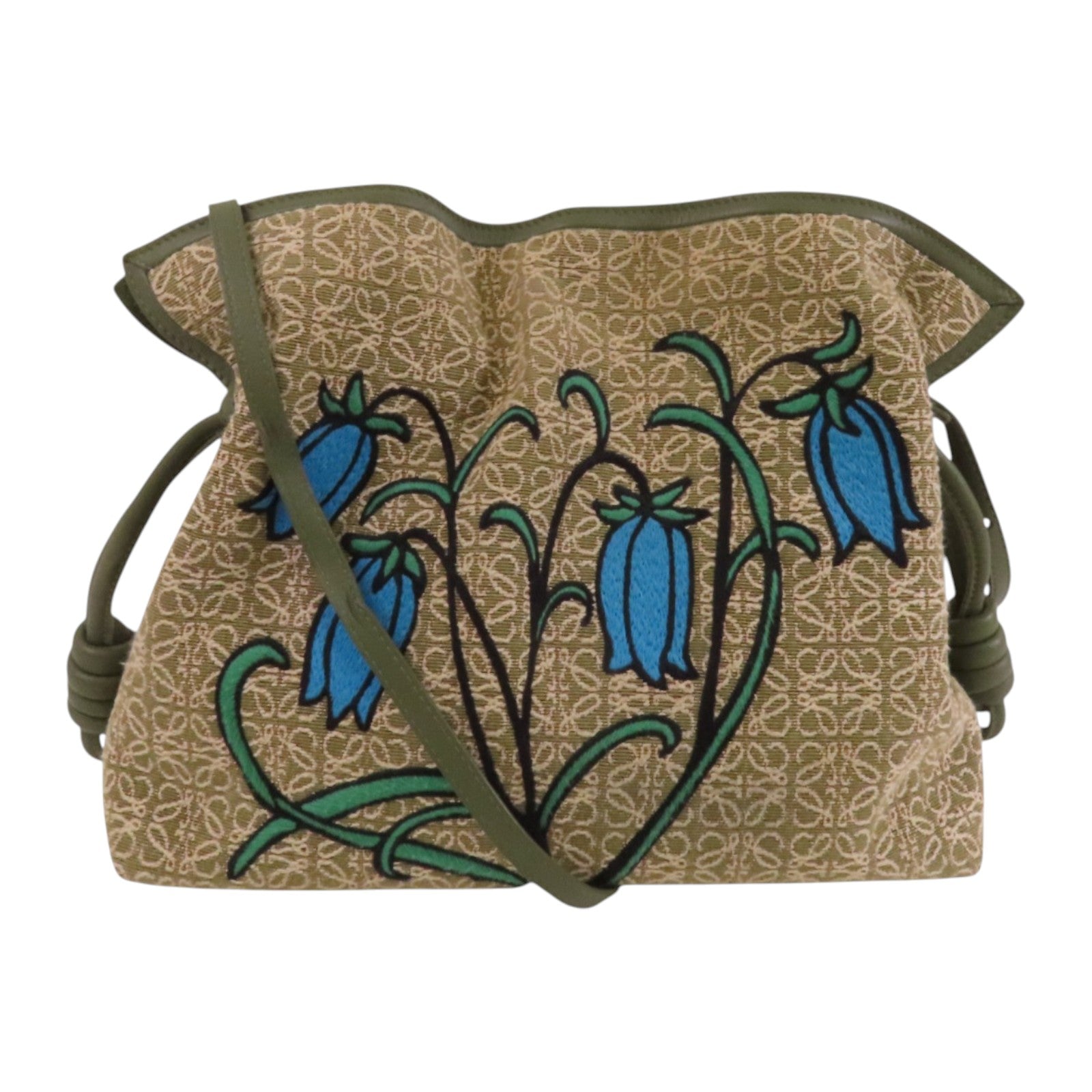 LOEWE 帆布/牛皮皮革Flamenco Medium肩背袋