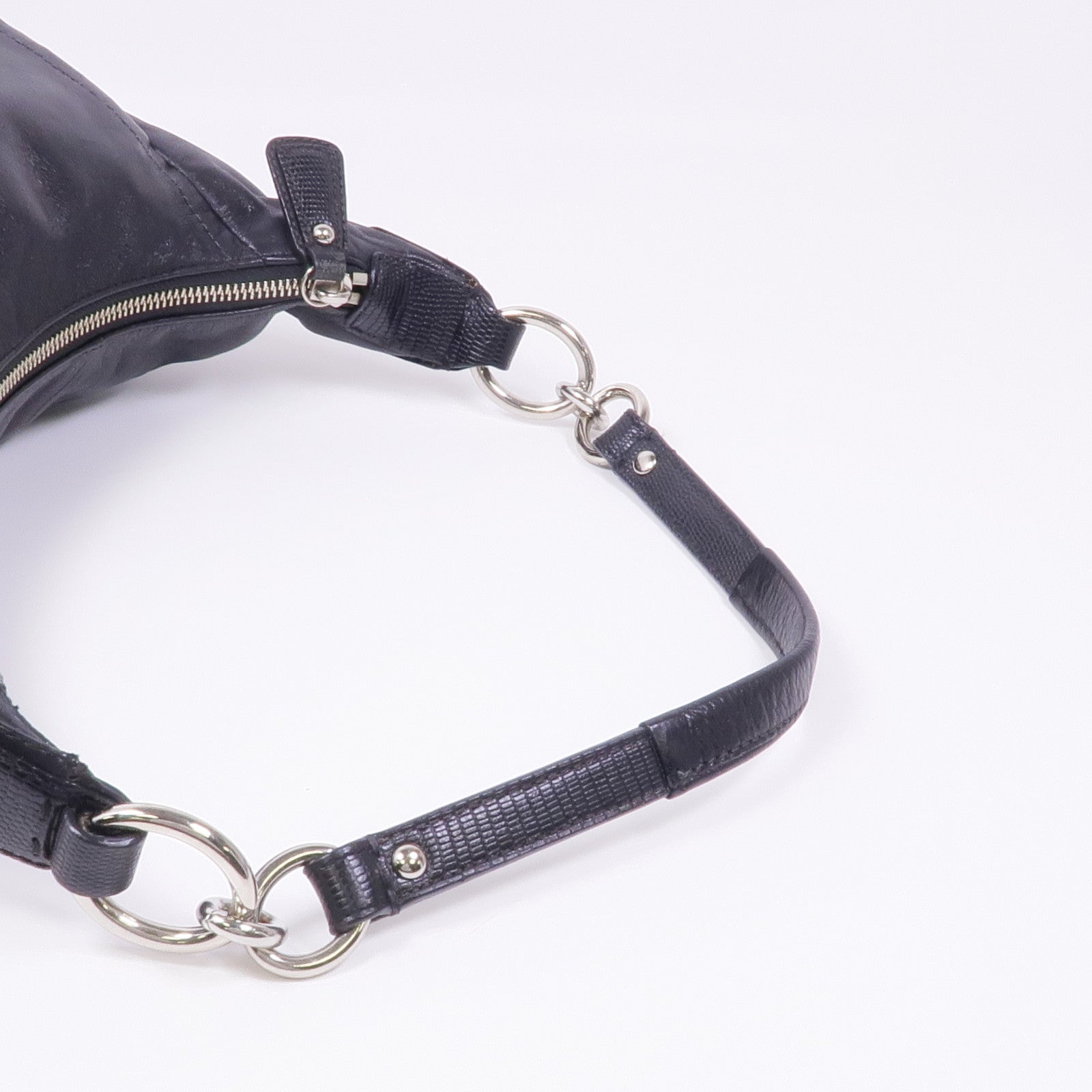 COACH 牛皮皮革Shoulder Bag銀扣肩背袋