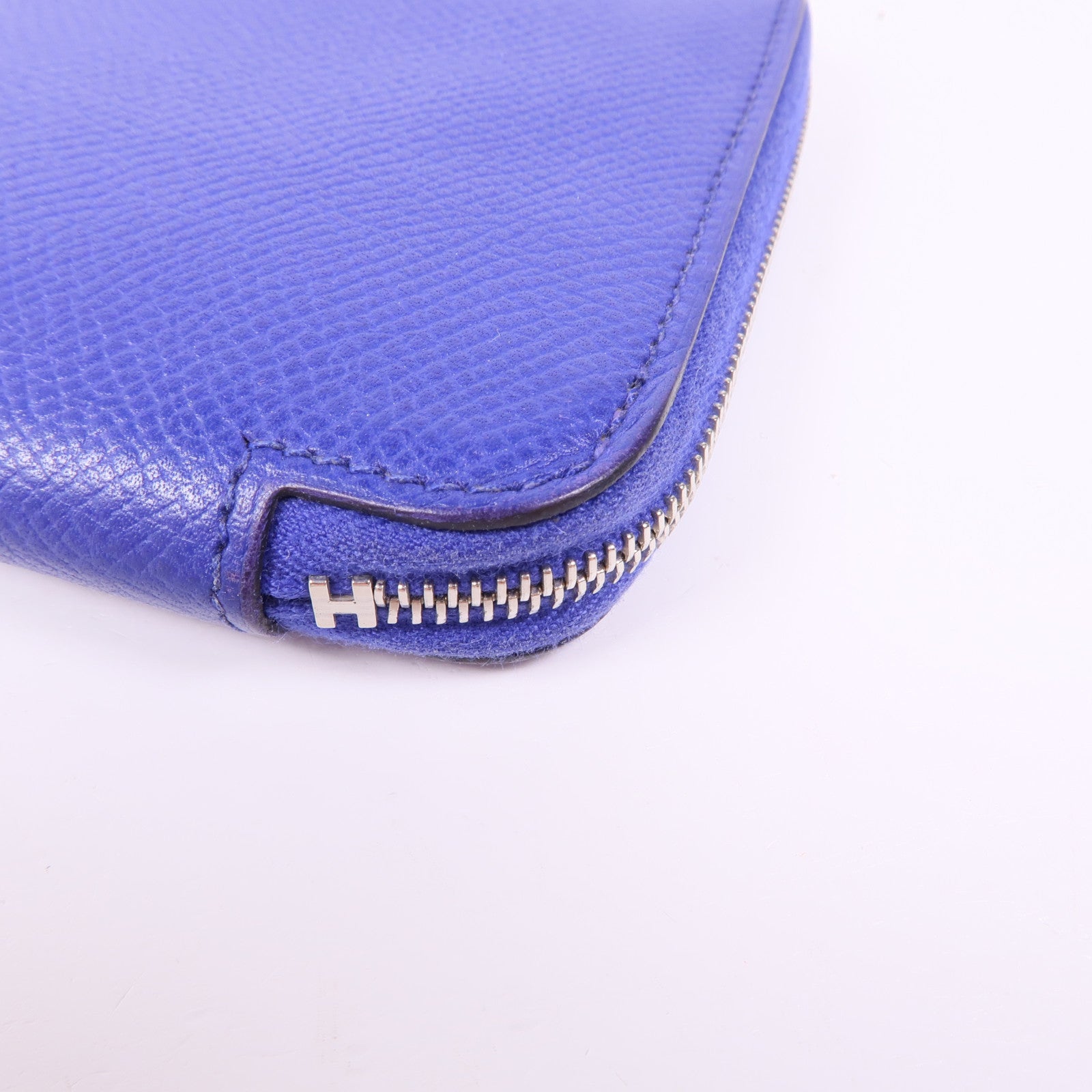 HERMES 【激減優惠】Epsom皮革Silk In Wallet銀扣長錢包Bleu Electrique