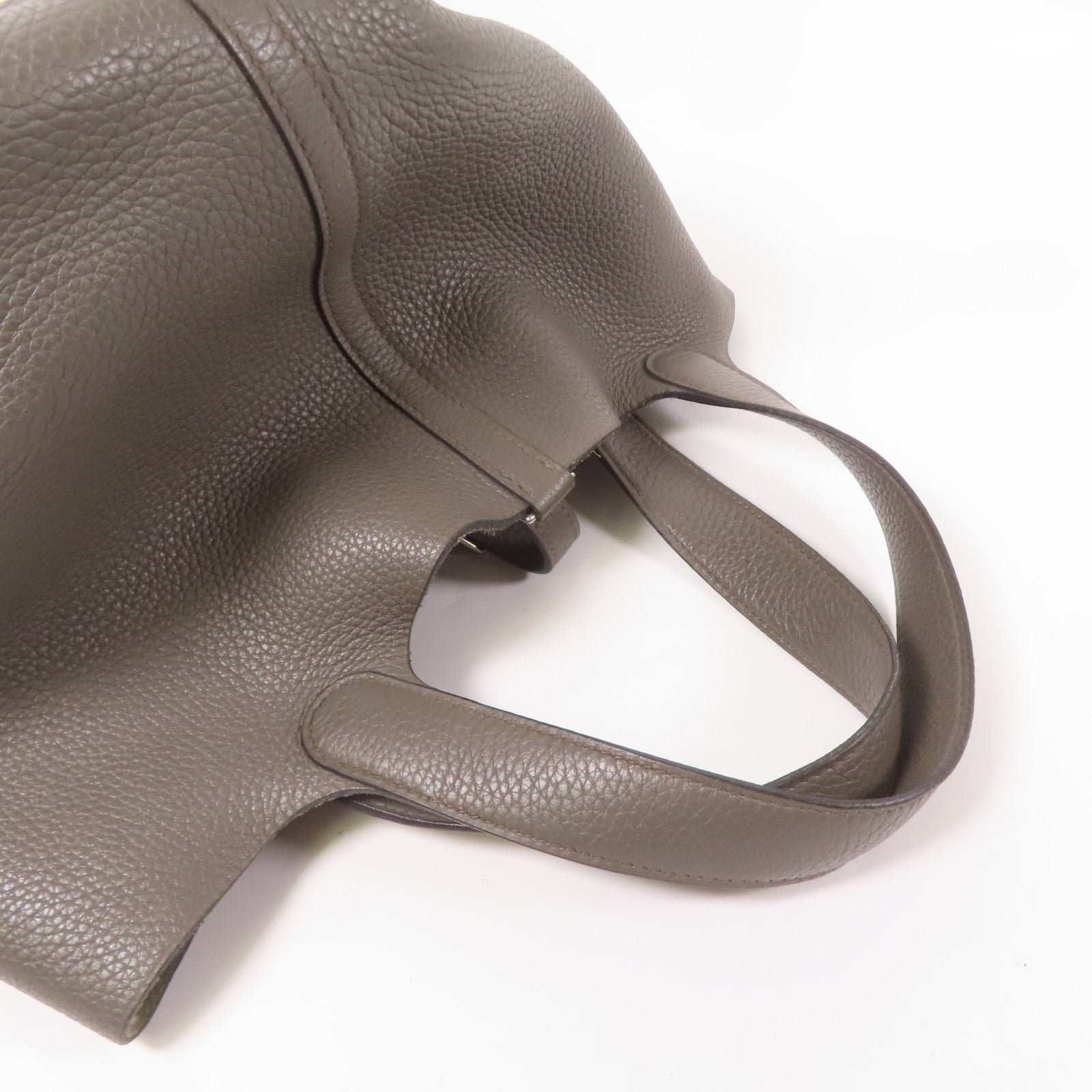 HERMES PHW Picotin MM Hand Bag Clemence Leather Etain