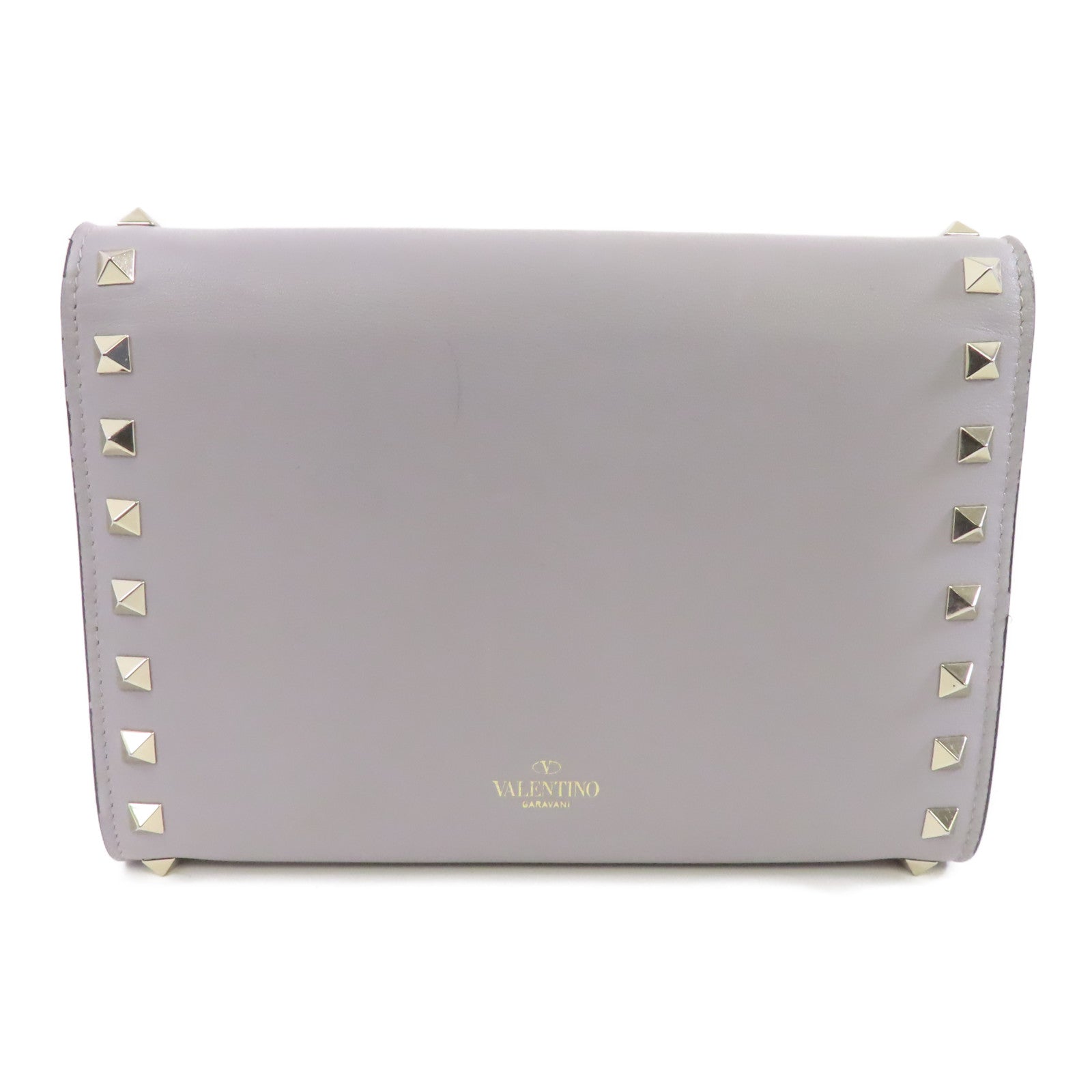 Valentino 【激減優惠】牛皮皮革Chain Shoulder Bag金扣鏈帶肩背袋灰色