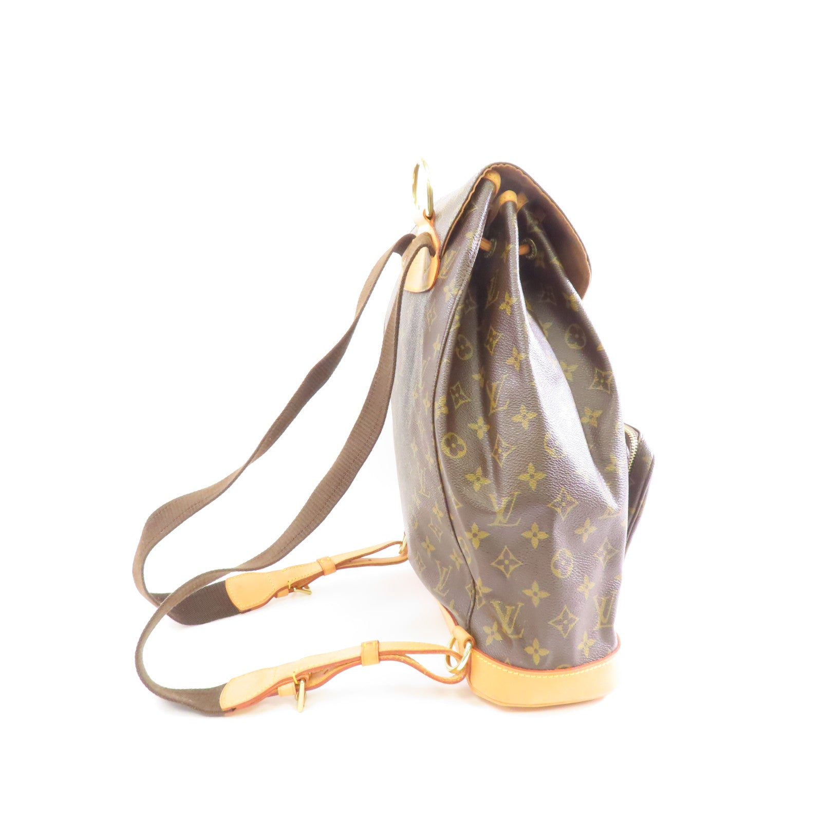 LOUIS VUITTON Monogram Montsouris GM金扣背包棕色
