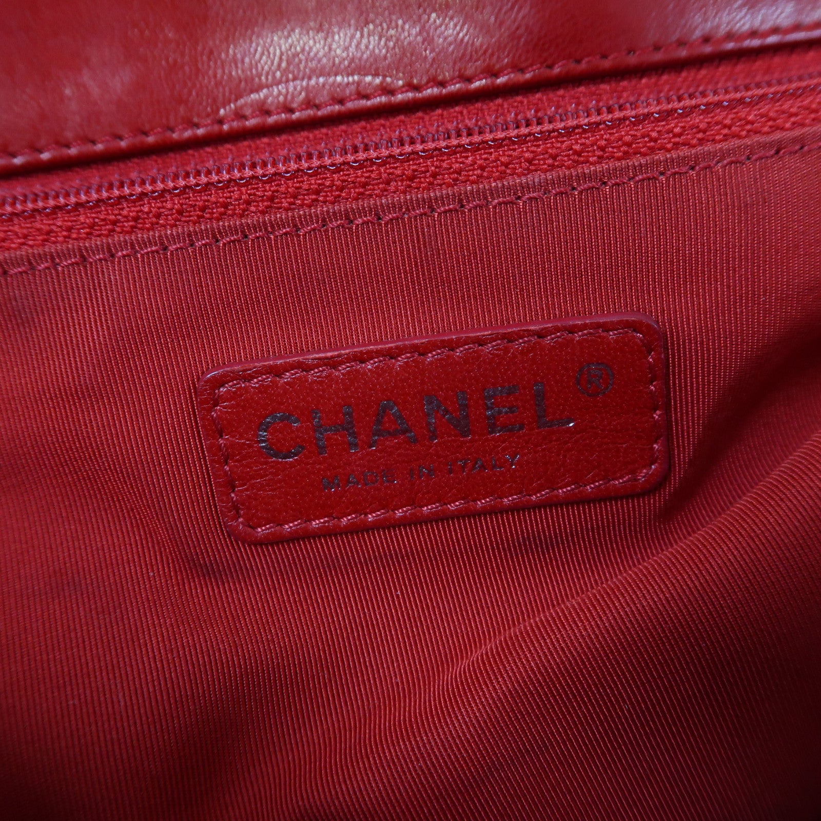 CHANEL 菱格牛皮皮革Shoulder Bag銀扣鏈帶肩背袋紅色