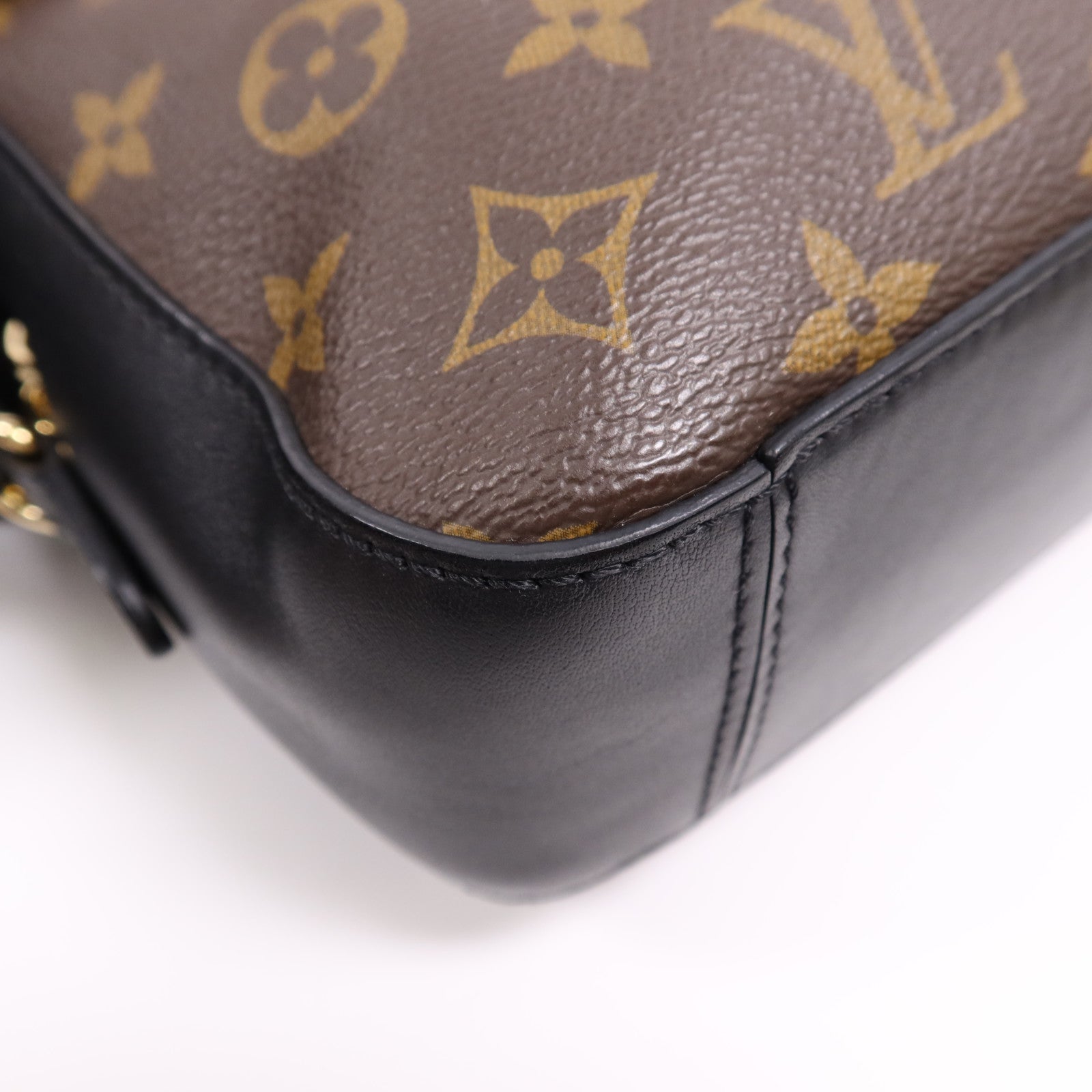 LOUIS VUITTON Monogram Saintonge金扣手挽袋棕色