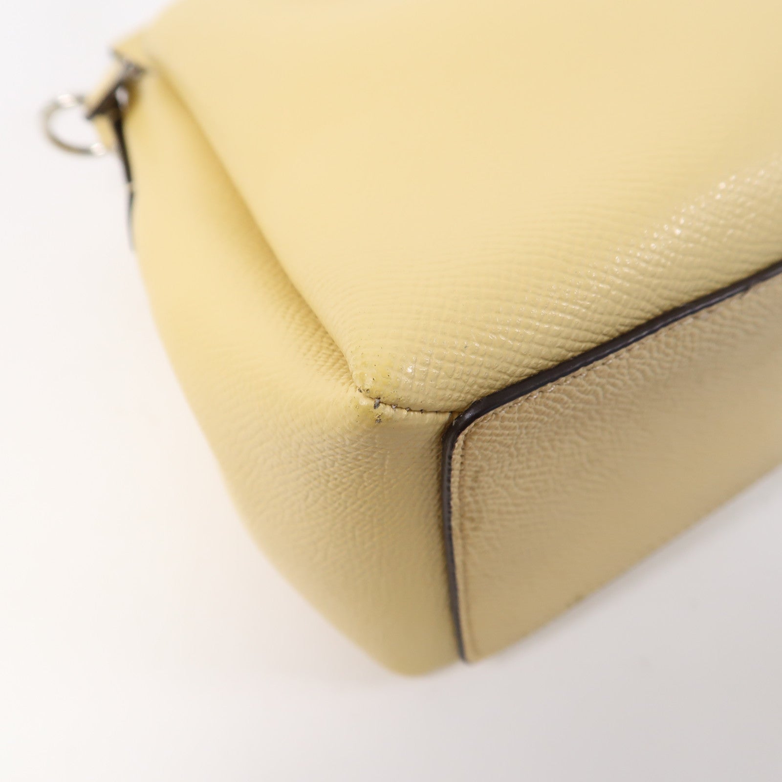 COACH 牛皮皮革Shoulder Bag銀扣手挽肩背兩用袋黃色