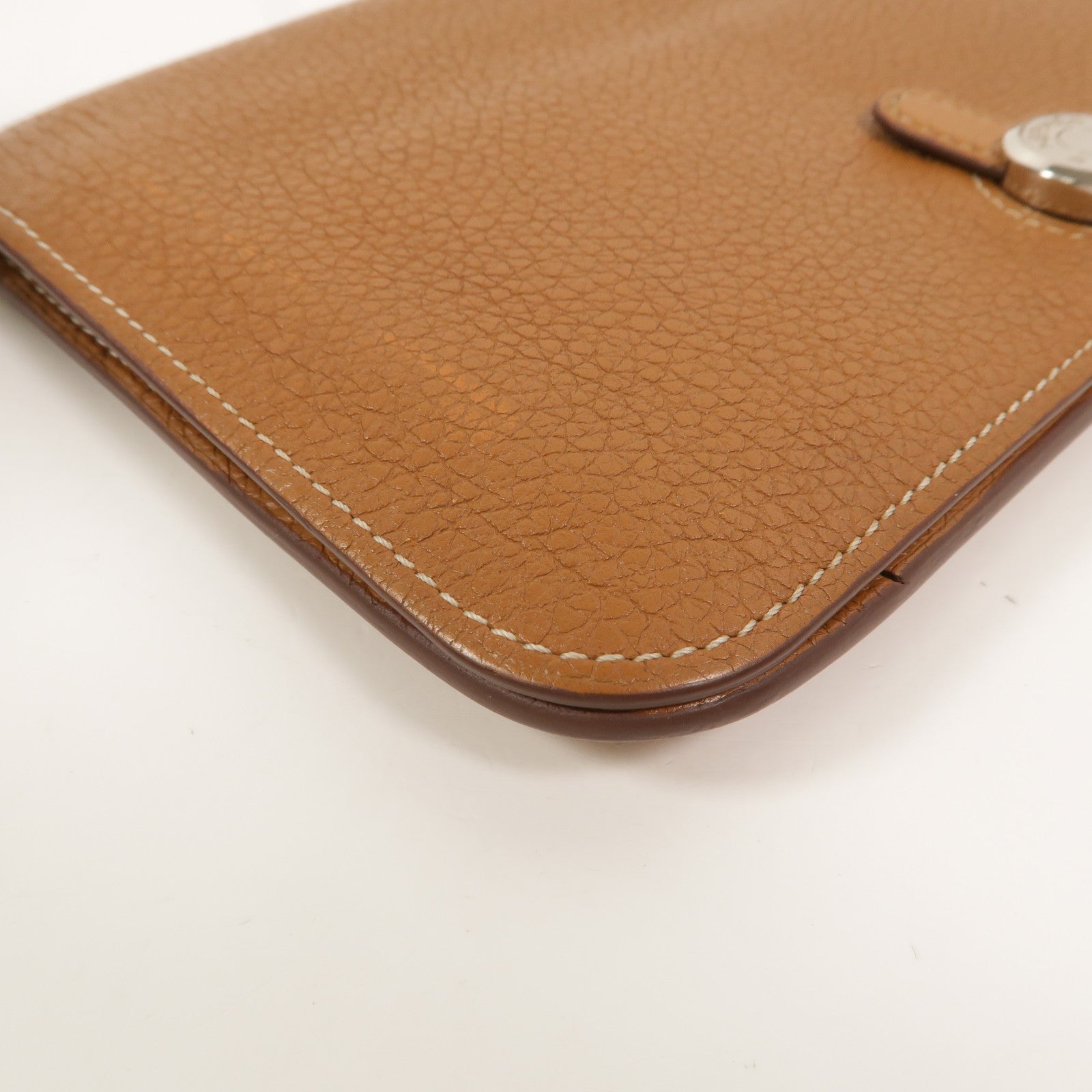 HERMES Clemence皮革Dogon GM長錢包Gold