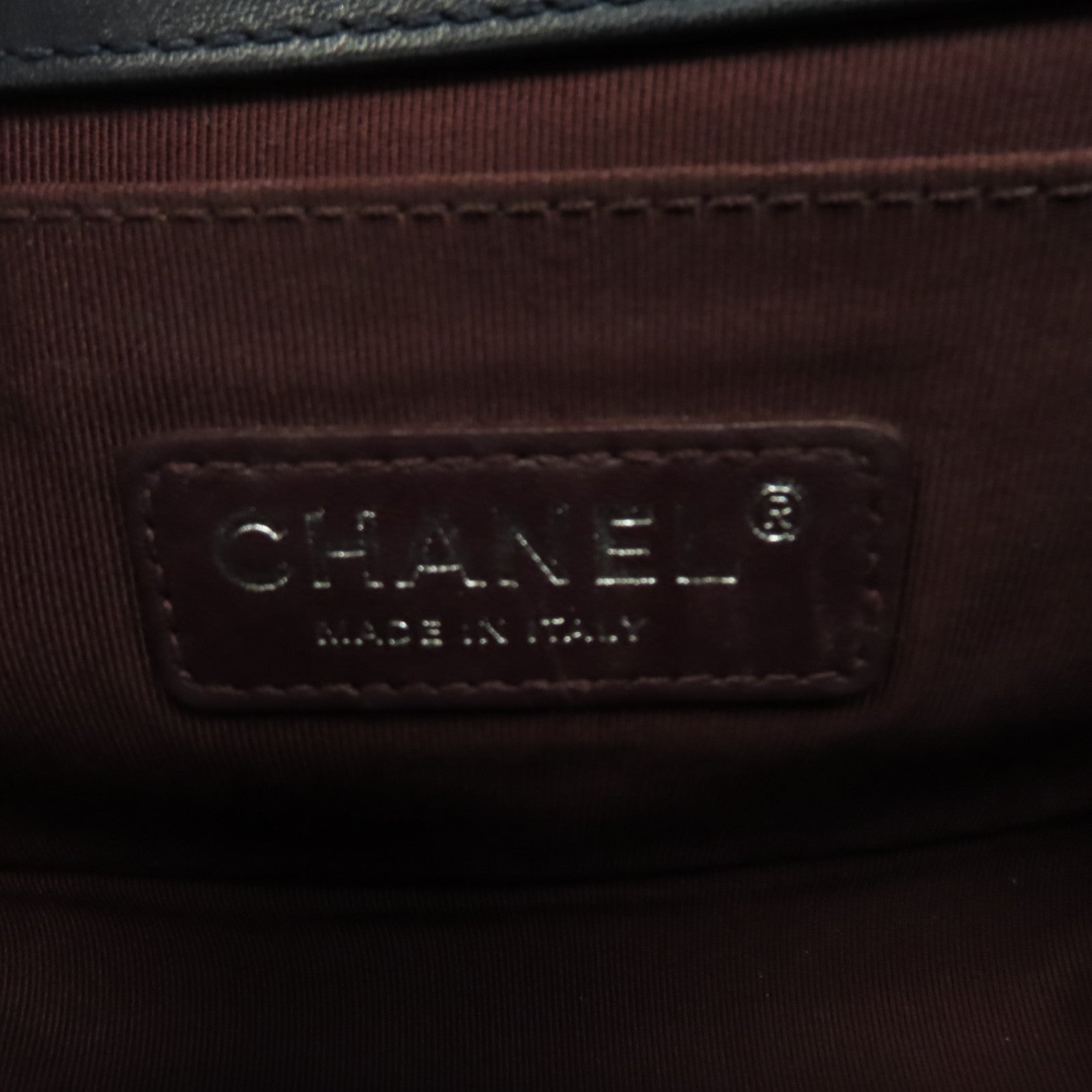 CHANEL 羊皮皮革Chanel Boy 20cm銀扣鏈帶肩背袋深藍色