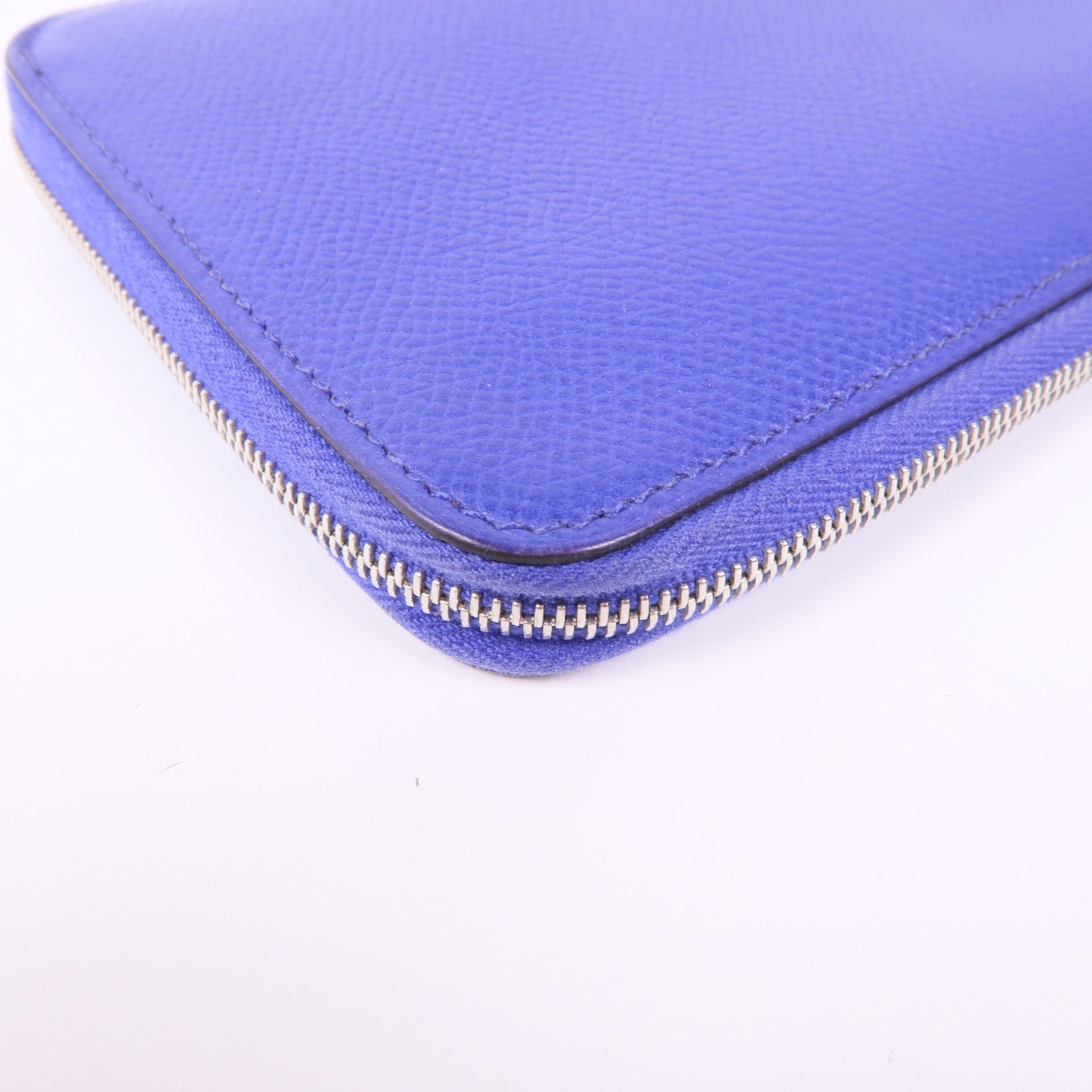 HERMES 【激減優惠】Epsom皮革Silk In Wallet銀扣長錢包Bleu Electrique