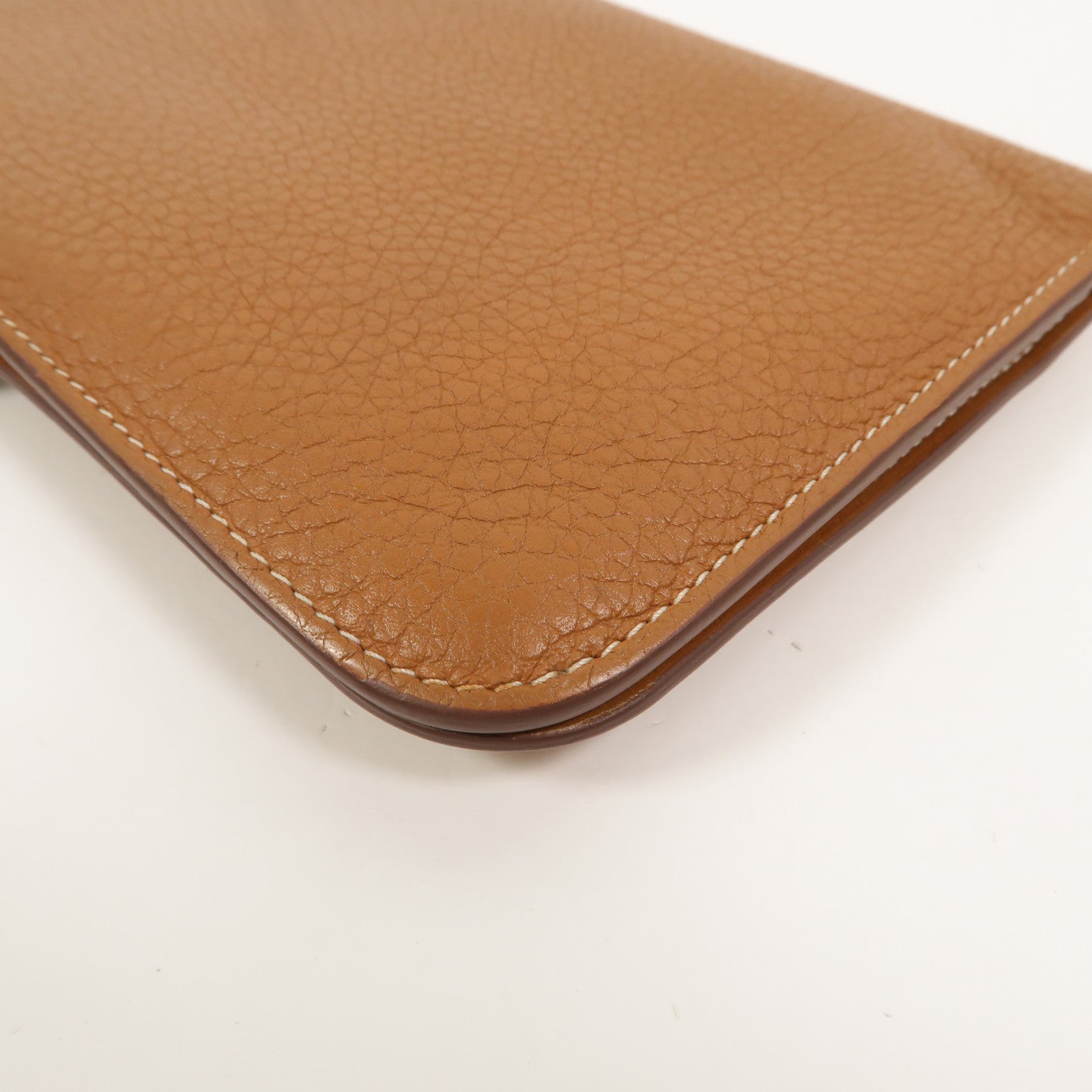 HERMES Clemence皮革Dogon GM長錢包Gold