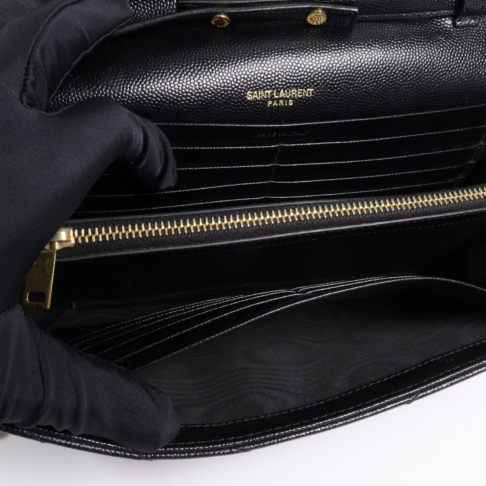 SAINT LAURENT 牛皮皮革Cassandre Envelope鏈帶肩背袋