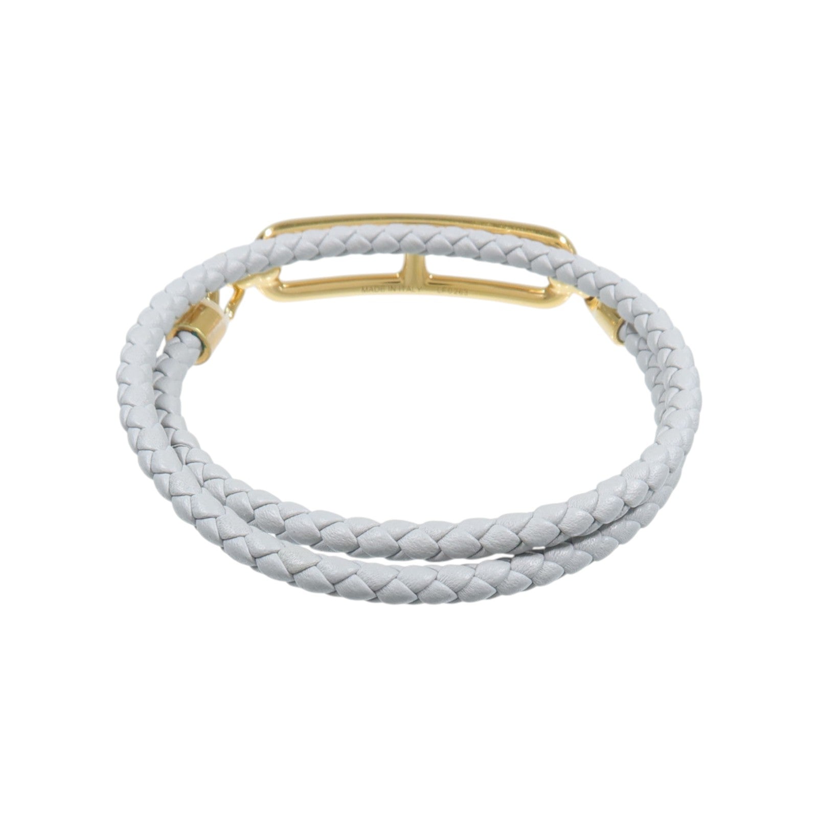 HERMES Swift皮革Roulis Double Tour Bracelet手帶Gris Meyer