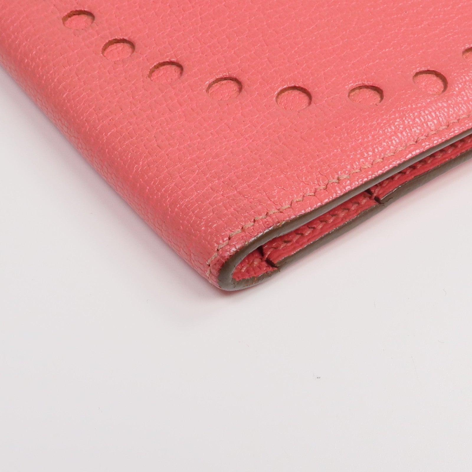 HERMES 山羊皮革Evelyne Long Wallet長錢包Rose Lipstick