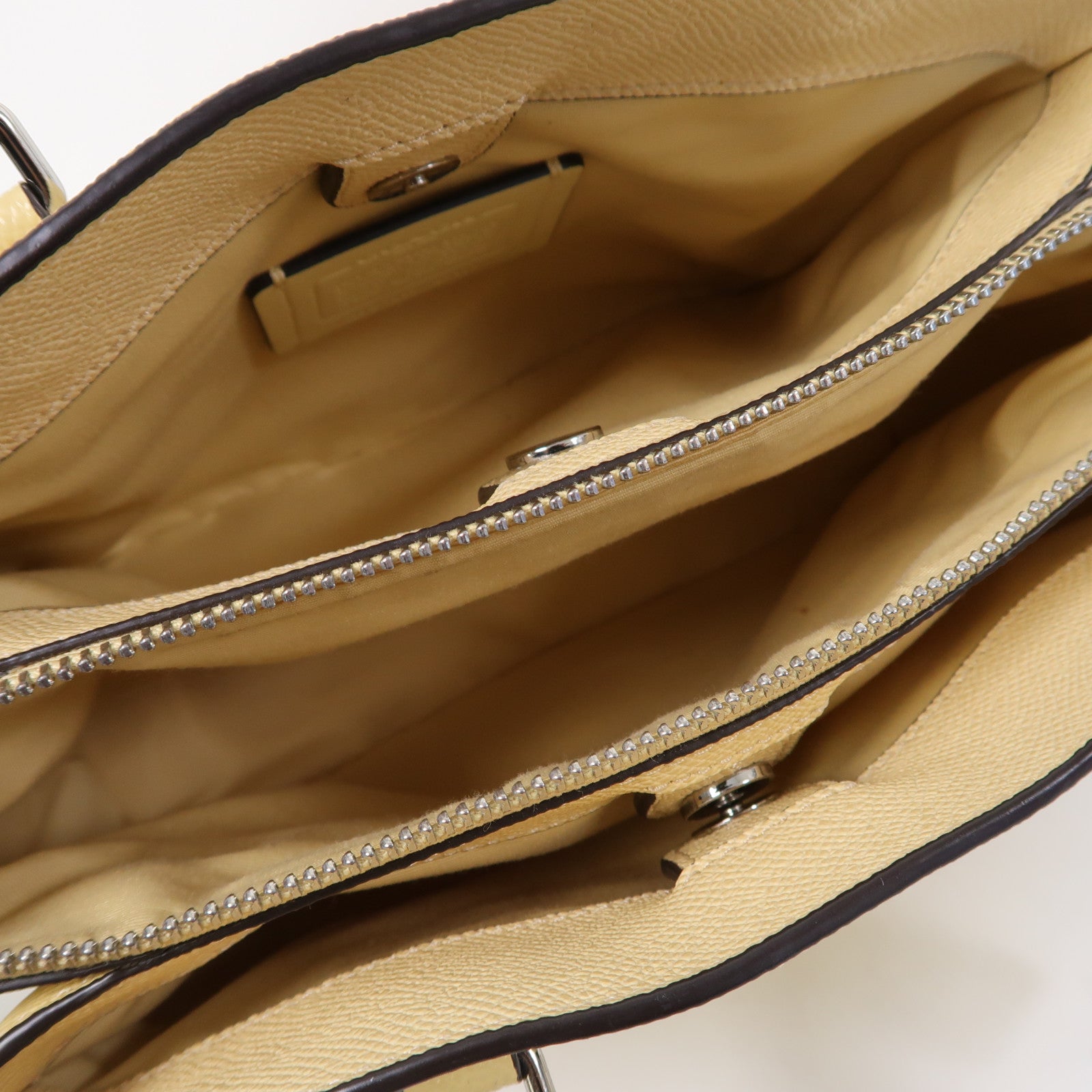 COACH 牛皮皮革Shoulder Bag銀扣手挽肩背兩用袋黃色