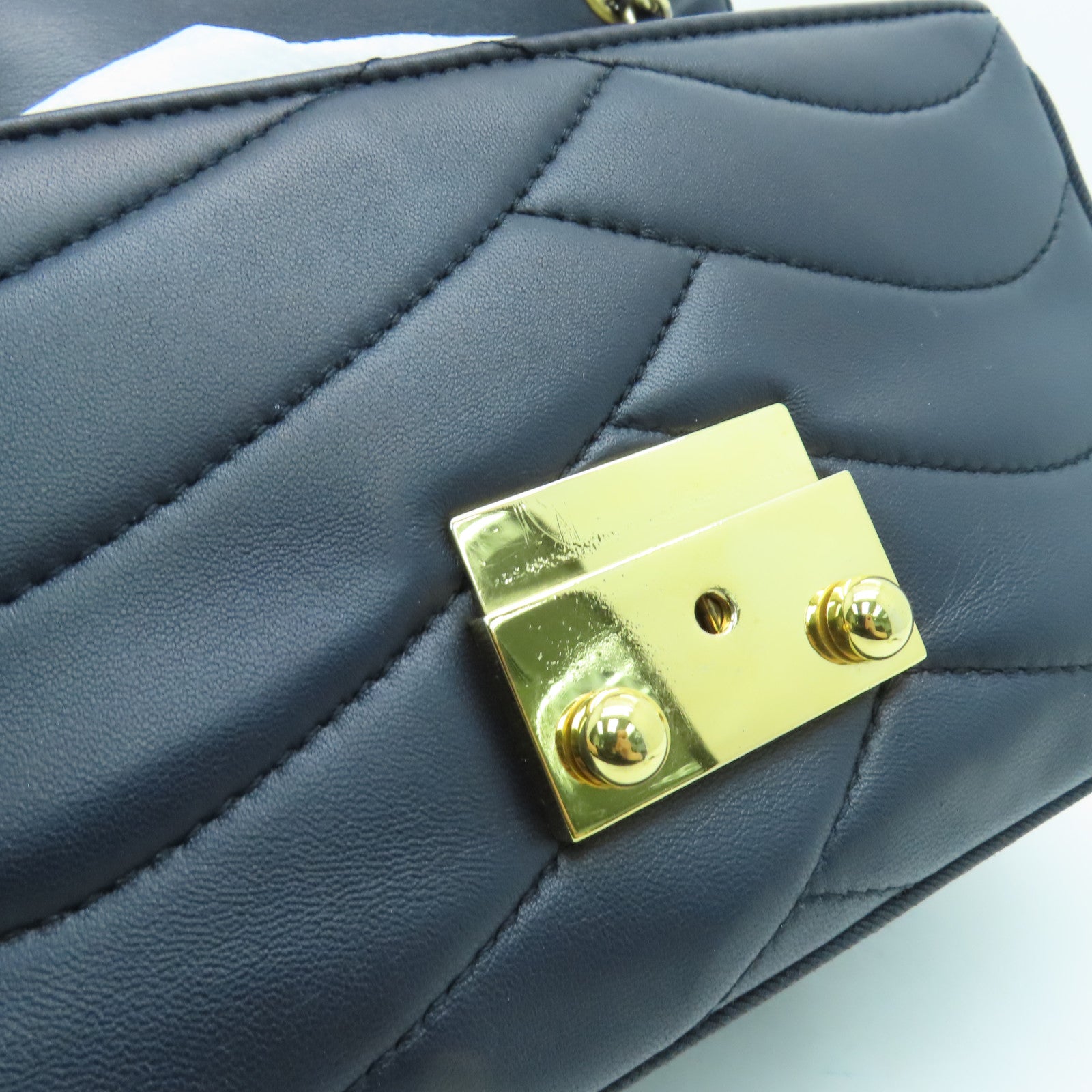 CHANEL 【激減優惠】羊皮皮革Chain Shoulder金扣肩背袋藍色