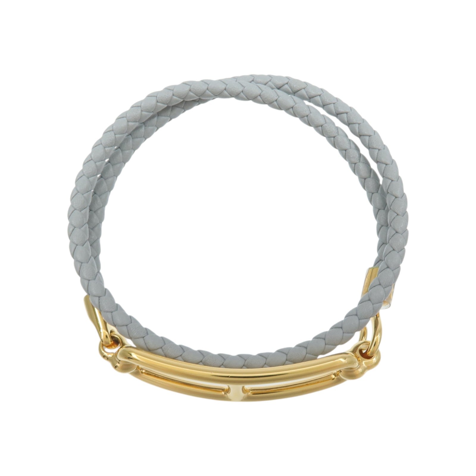 HERMES Swift皮革Roulis Double Tour Bracelet手帶Gris Meyer