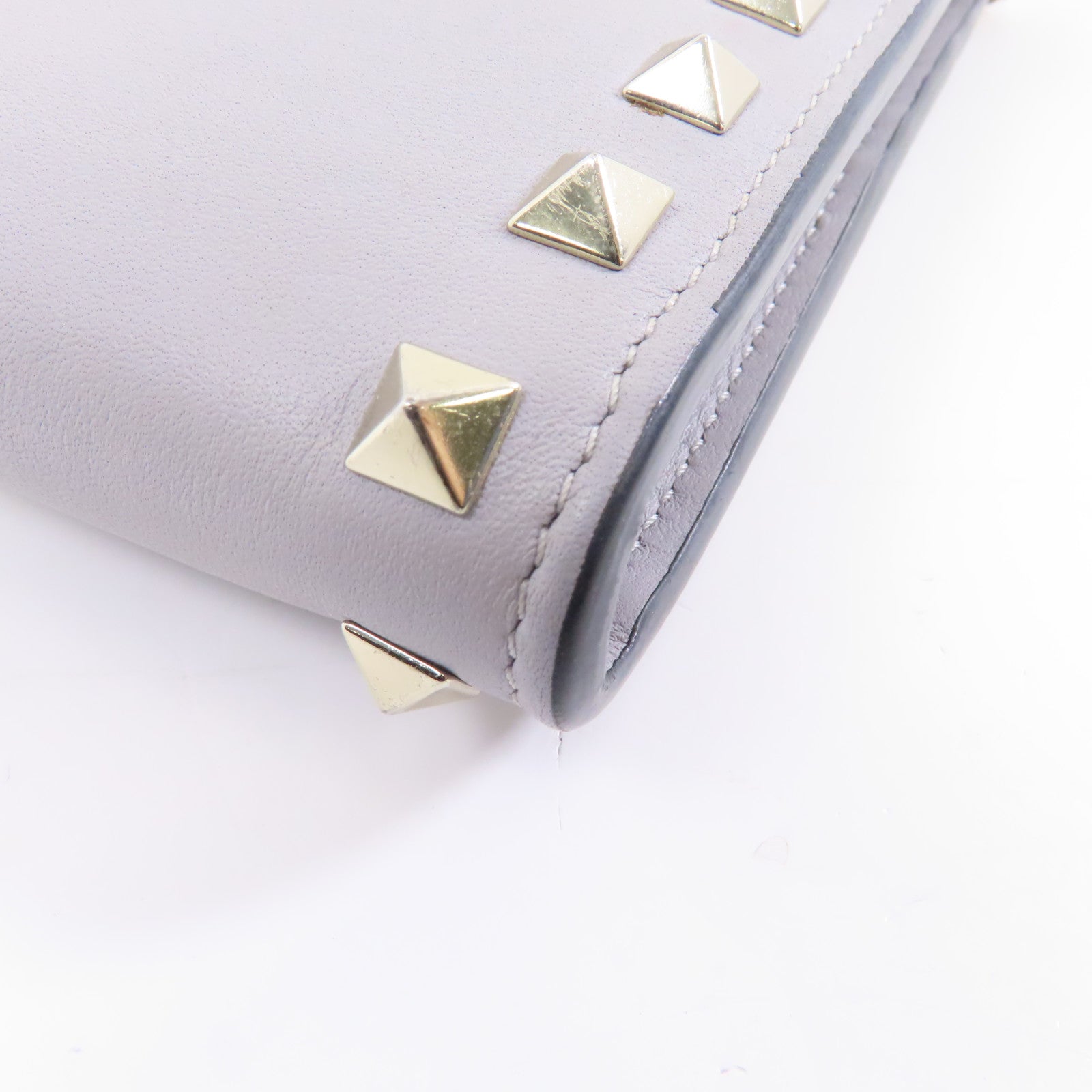 Valentino 【激減優惠】牛皮皮革Chain Shoulder Bag金扣鏈帶肩背袋灰色