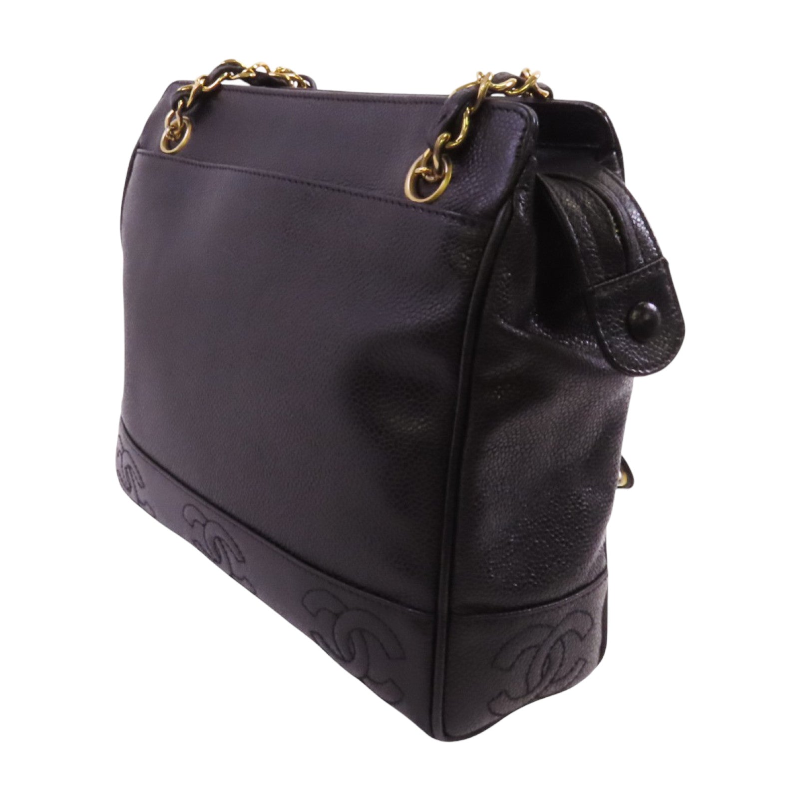 CHANEL 牛皮皮革Vintage Tote Bag金扣鏈帶肩背袋