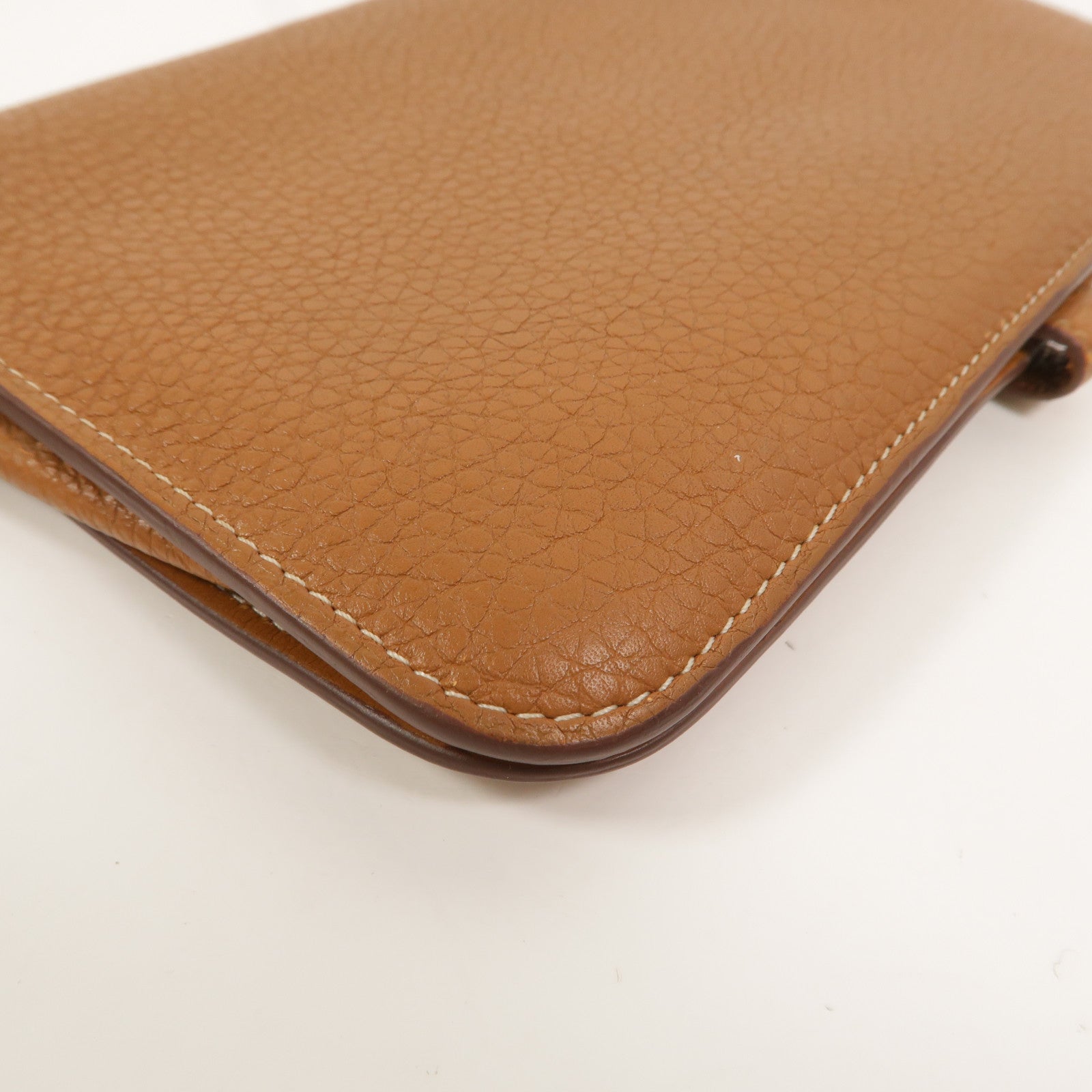 HERMES Clemence皮革Dogon GM長錢包Gold