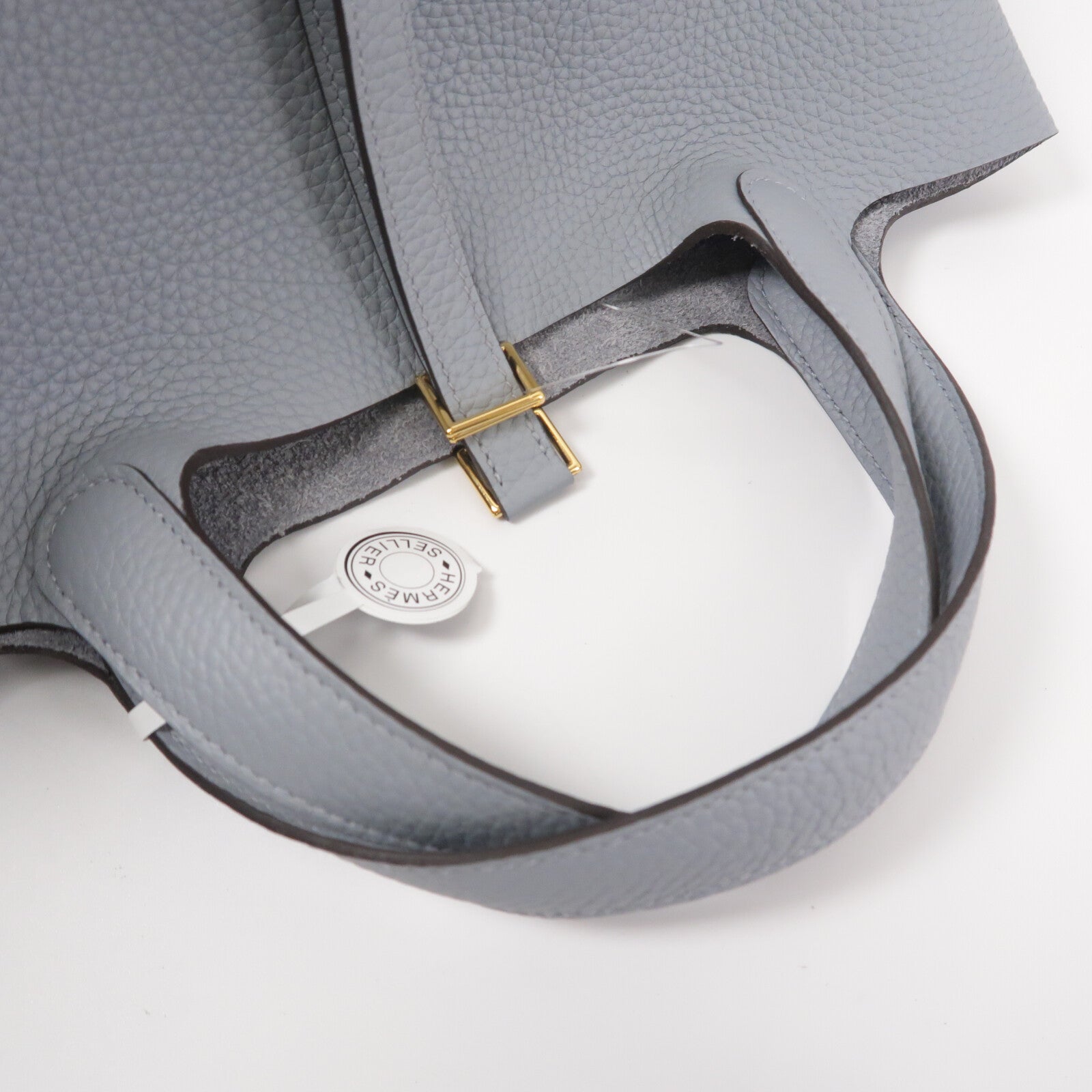 HERMES Clemence皮革Picotin PM手挽袋Gris Pantin