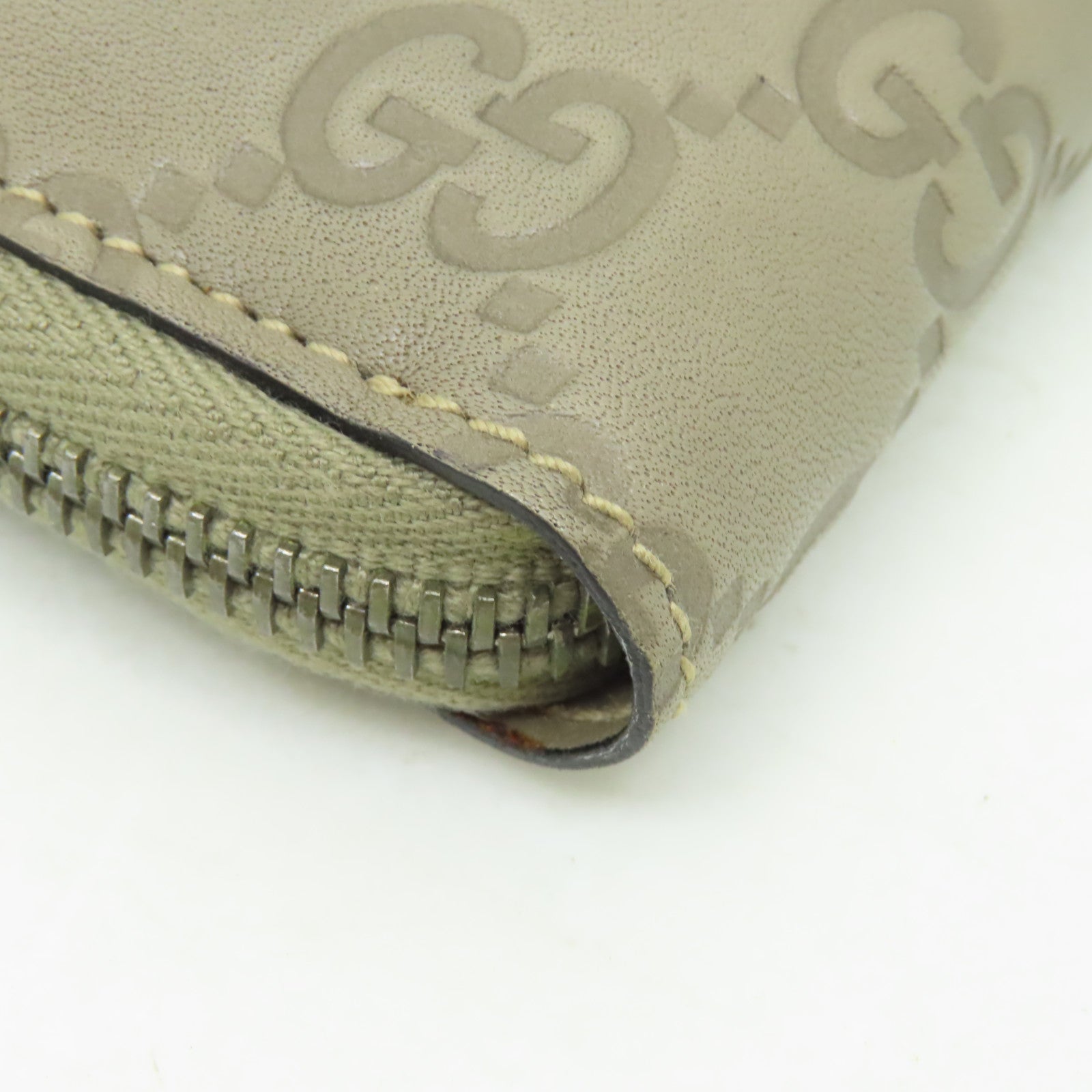 GUCCI 【激減優惠】牛皮皮革Wallet銀扣錢包米色