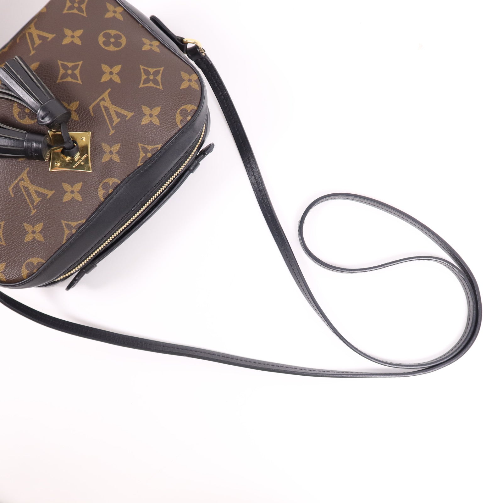 LOUIS VUITTON Monogram Saintonge金扣手挽袋棕色