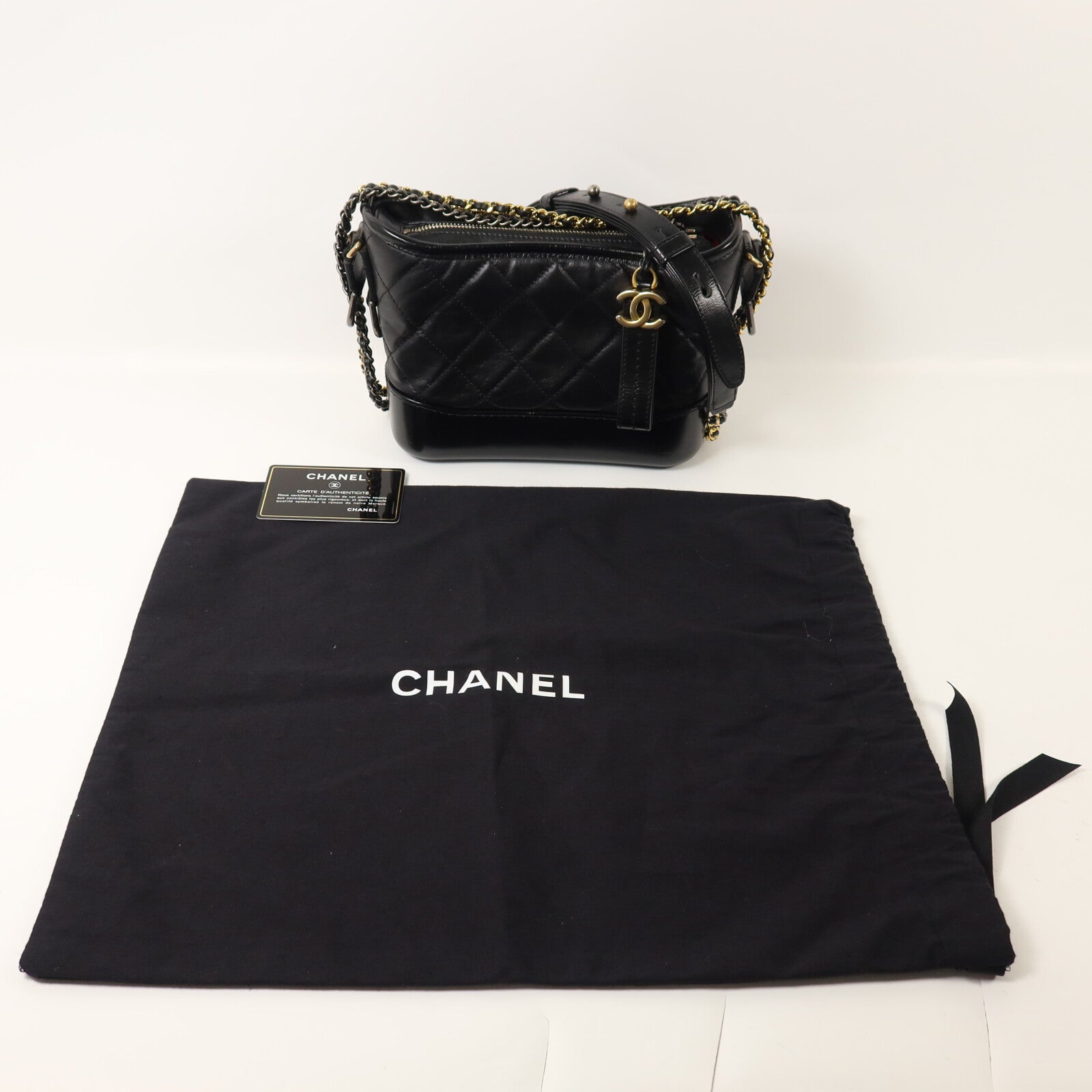 CHANEL 牛皮皮革Gabrielle Small鏈帶手挽肩背兩用袋