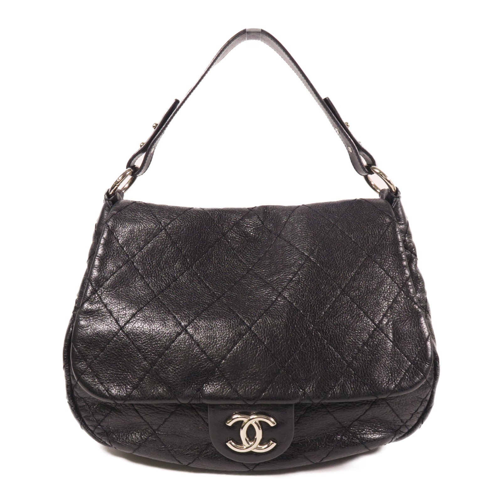 CHANEL 牛皮皮革Shoulder Bag銀扣肩背袋