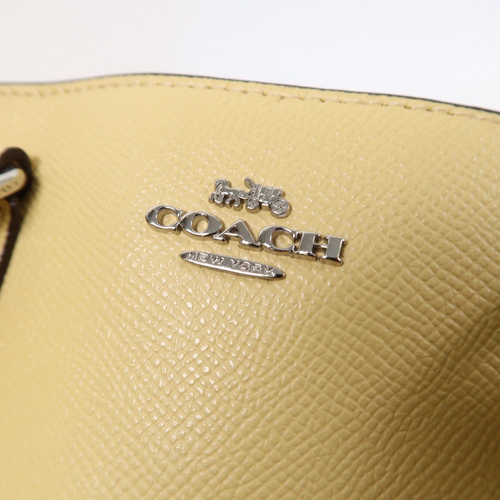 COACH 牛皮皮革Shoulder Bag銀扣手挽肩背兩用袋黃色