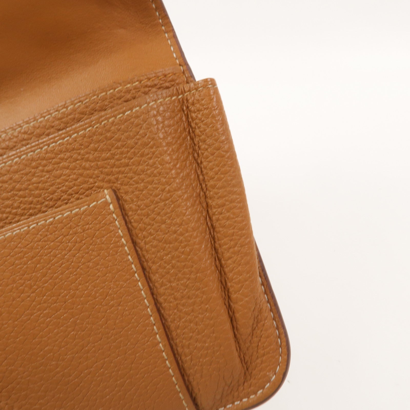 HERMES Clemence皮革Dogon GM長錢包Gold