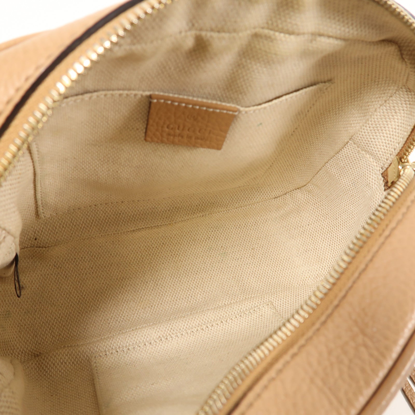 GUCCI 牛皮皮革Soho Disco Bag金扣肩背袋米色