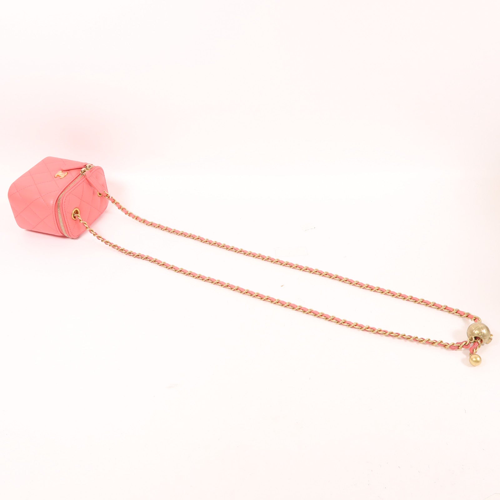 CHANEL 羊皮皮革Mini Vanity金扣鏈帶肩背袋