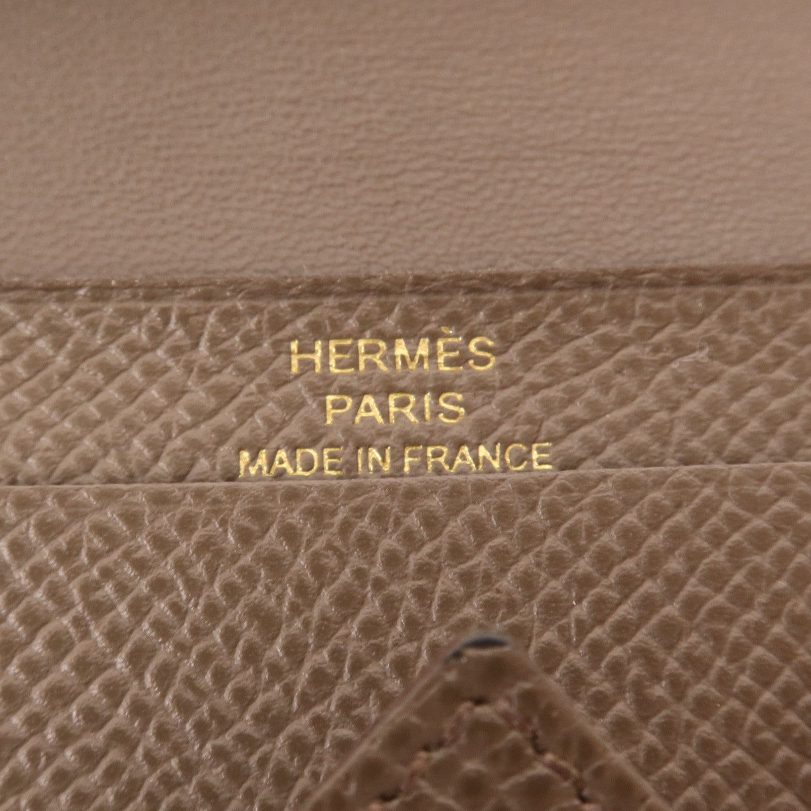 HERMES Epsom皮革Bearn Card Case金扣卡片套Etain