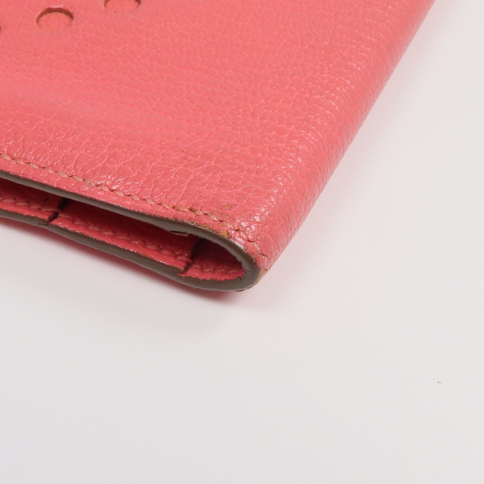 HERMES 山羊皮革Evelyne Long Wallet長錢包Rose Lipstick